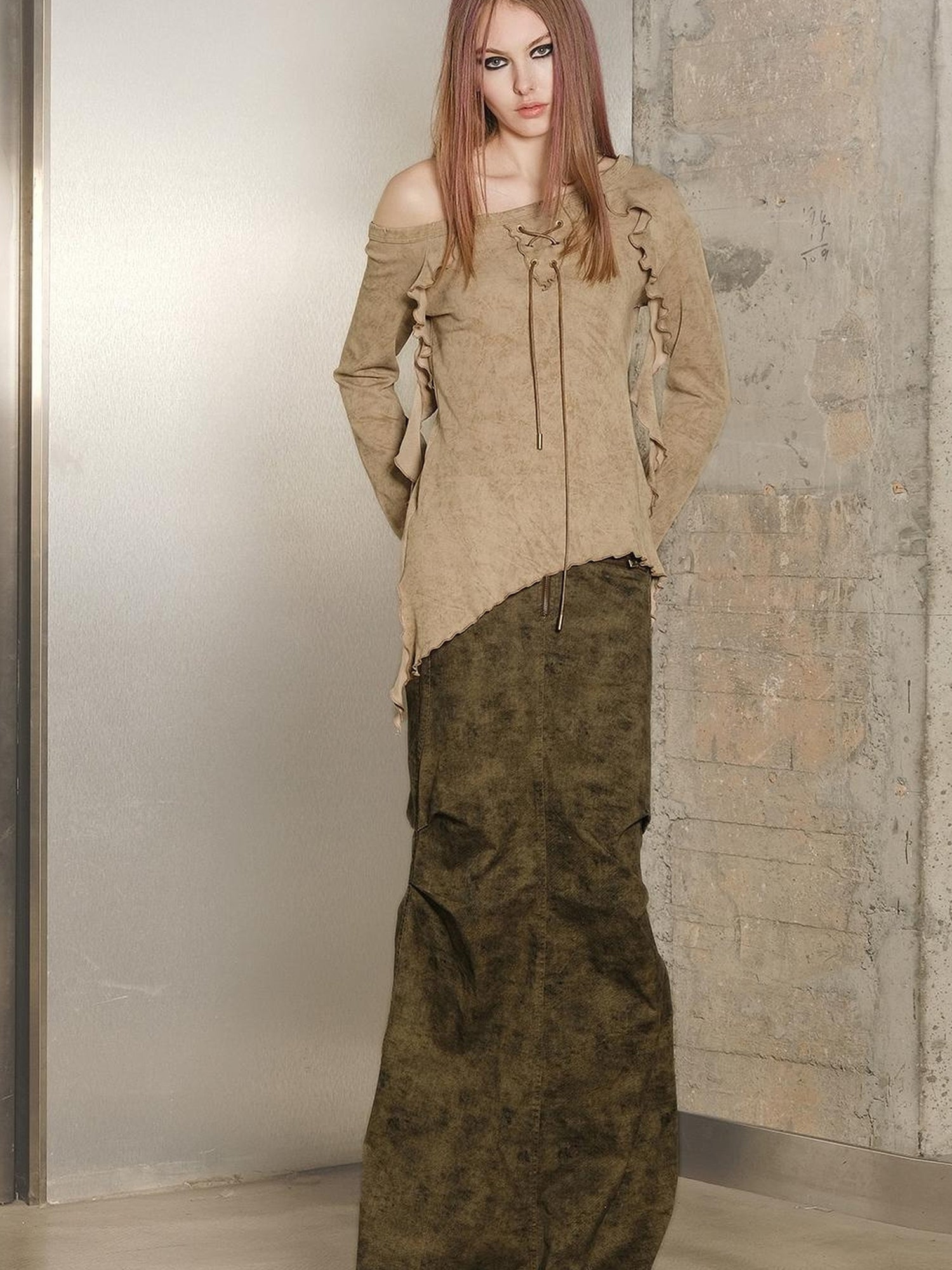 UpdateNN NORTH NODE Long Fishtail Skirt with Embellished Print