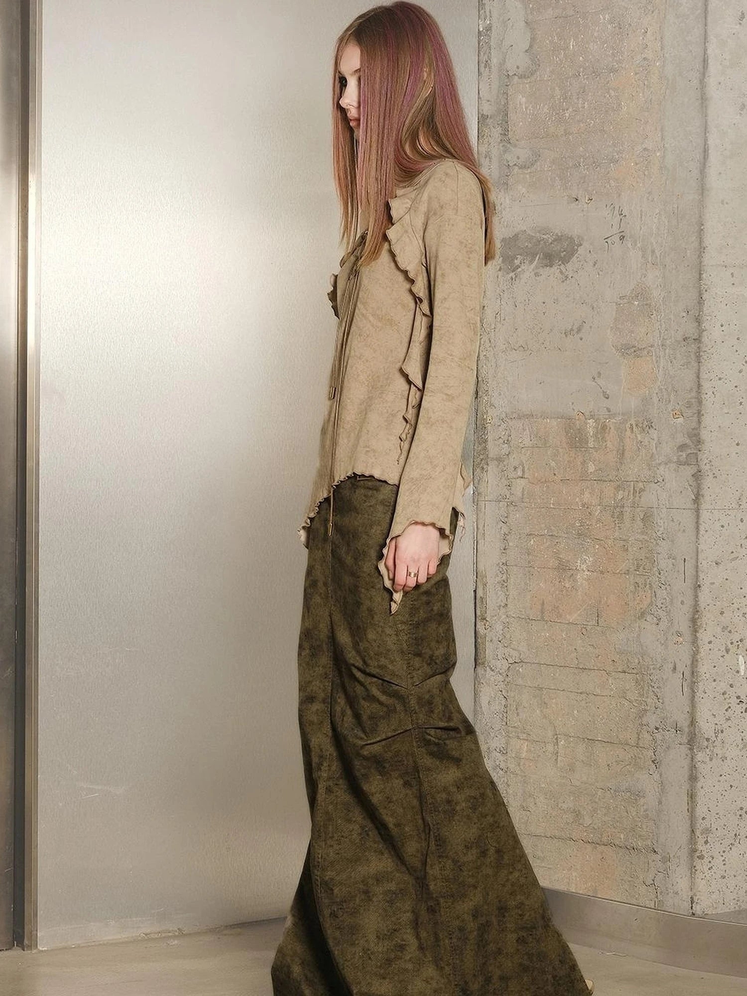 Long Fishtail Skirt with Embellished Print