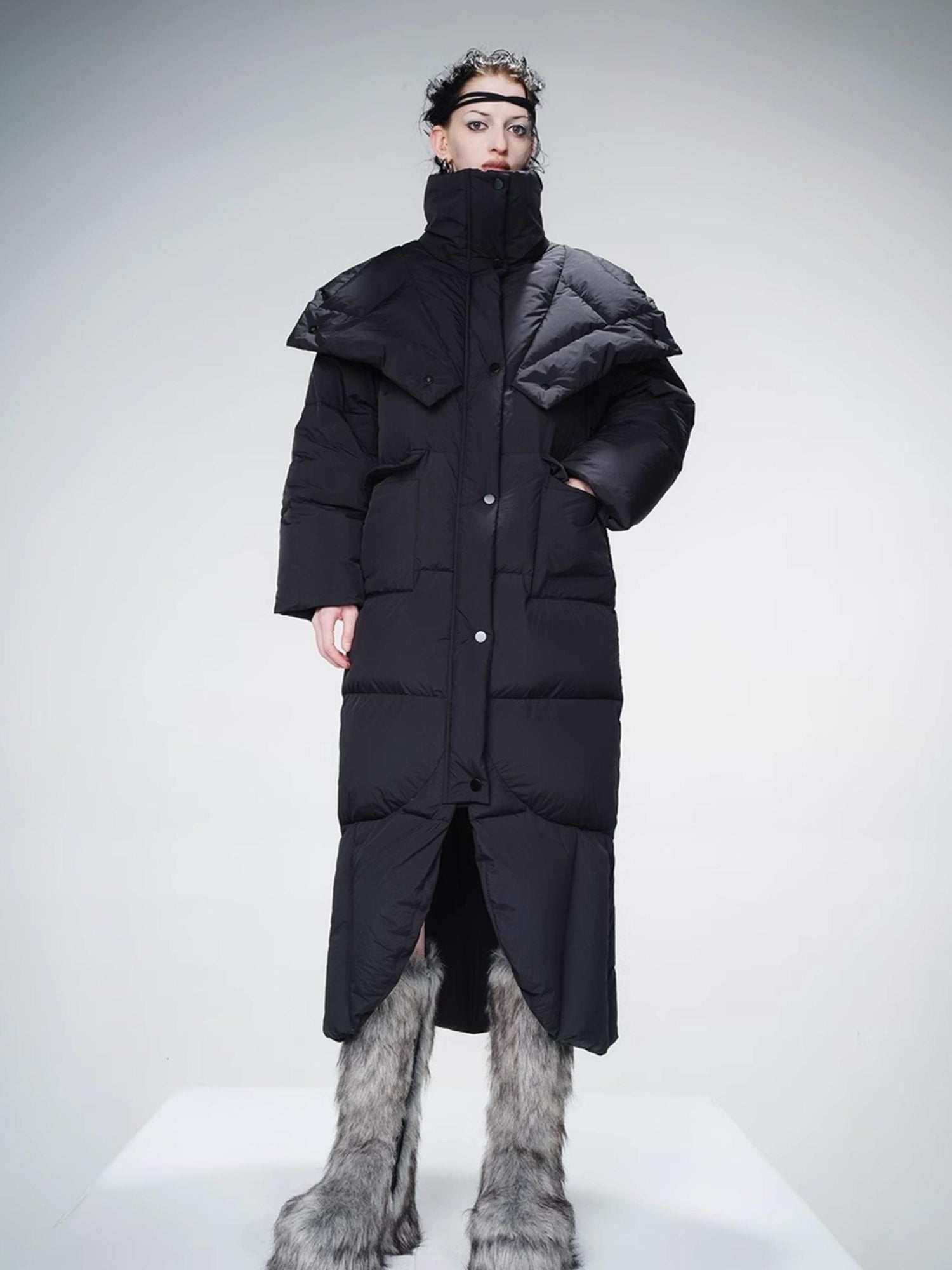 UpdateNN NORTH NODE Long Hooded Down Coat With 90 % White Duck Feather Lightweight