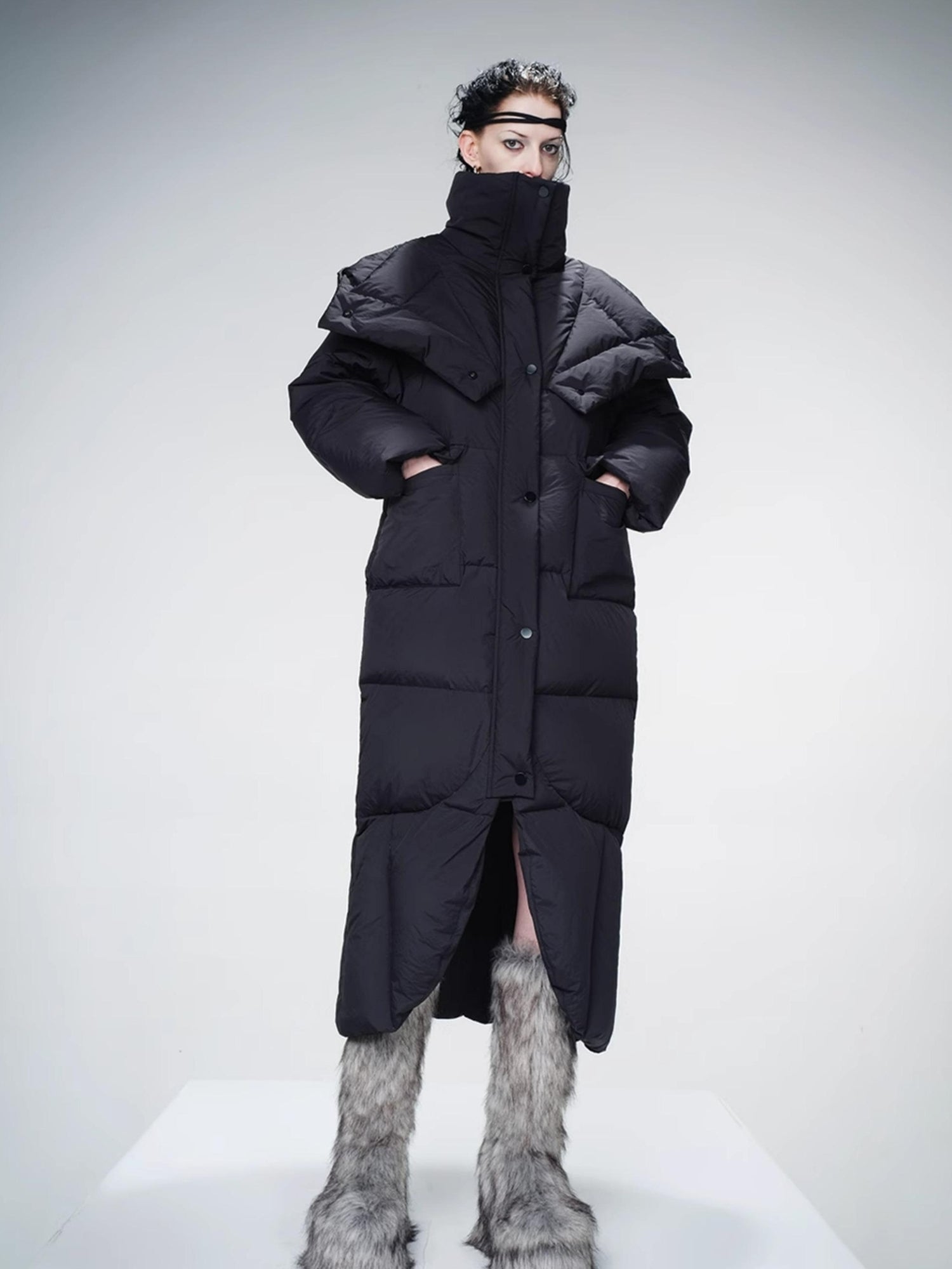 UpdateNN NORTH NODE Long Hooded Down Coat With 90 % White Duck Feather Lightweight