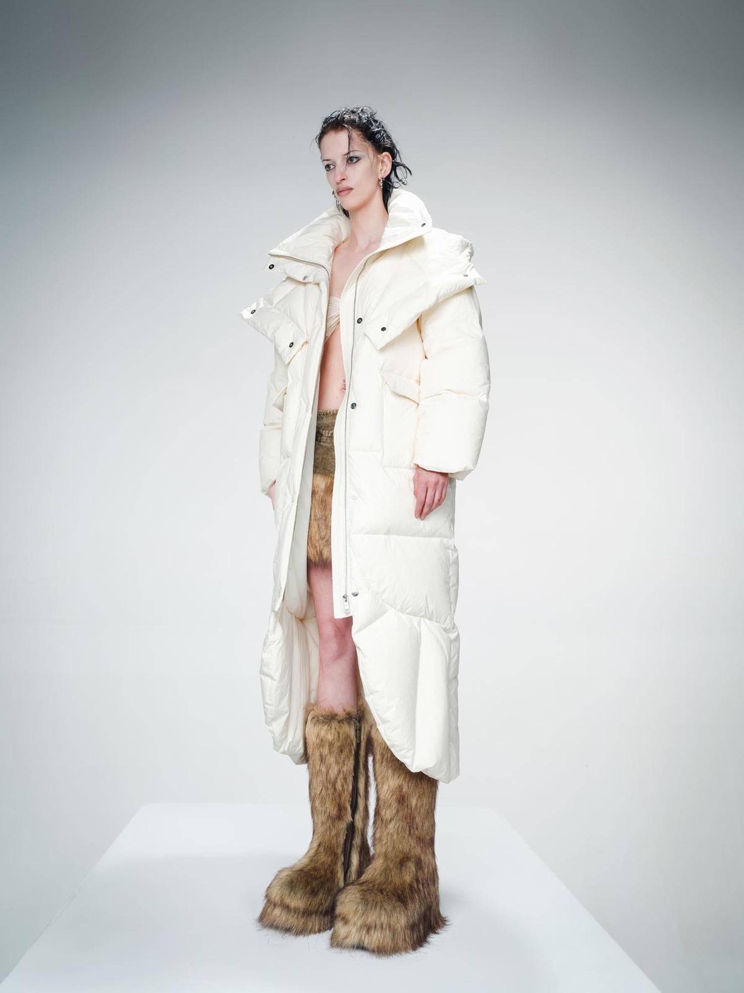 UpdateNN NORTH NODE Long Hooded Down Coat With 90 % White Duck Feather Lightweight