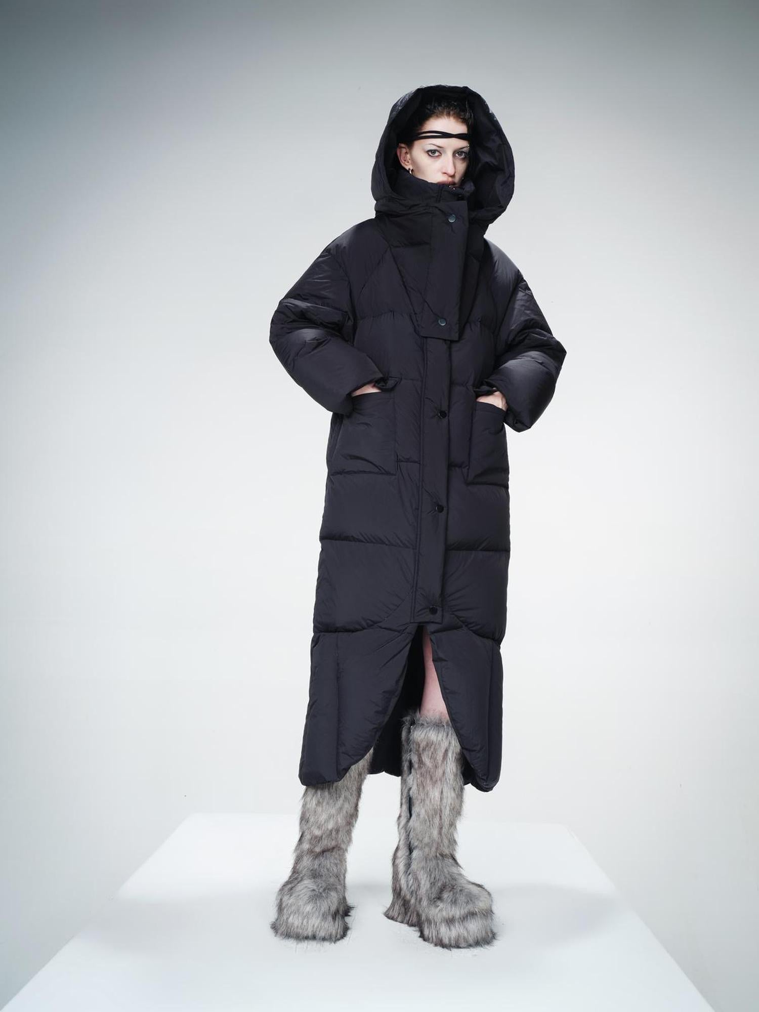 UpdateNN NORTH NODE Long Hooded Down Coat With 90 % White Duck Feather Lightweight