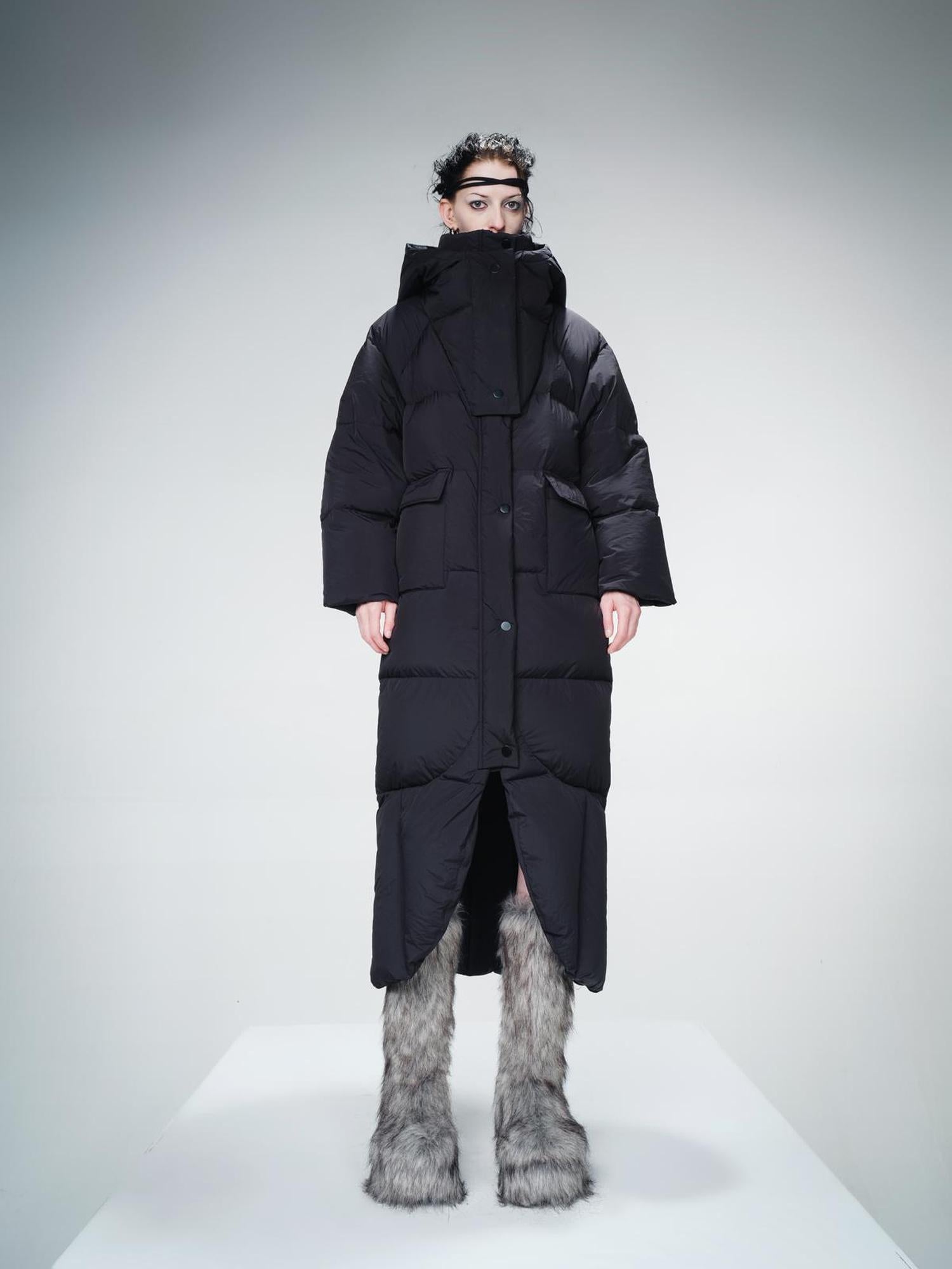 UpdateNN NORTH NODE Long Hooded Down Coat With 90 % White Duck Feather Lightweight