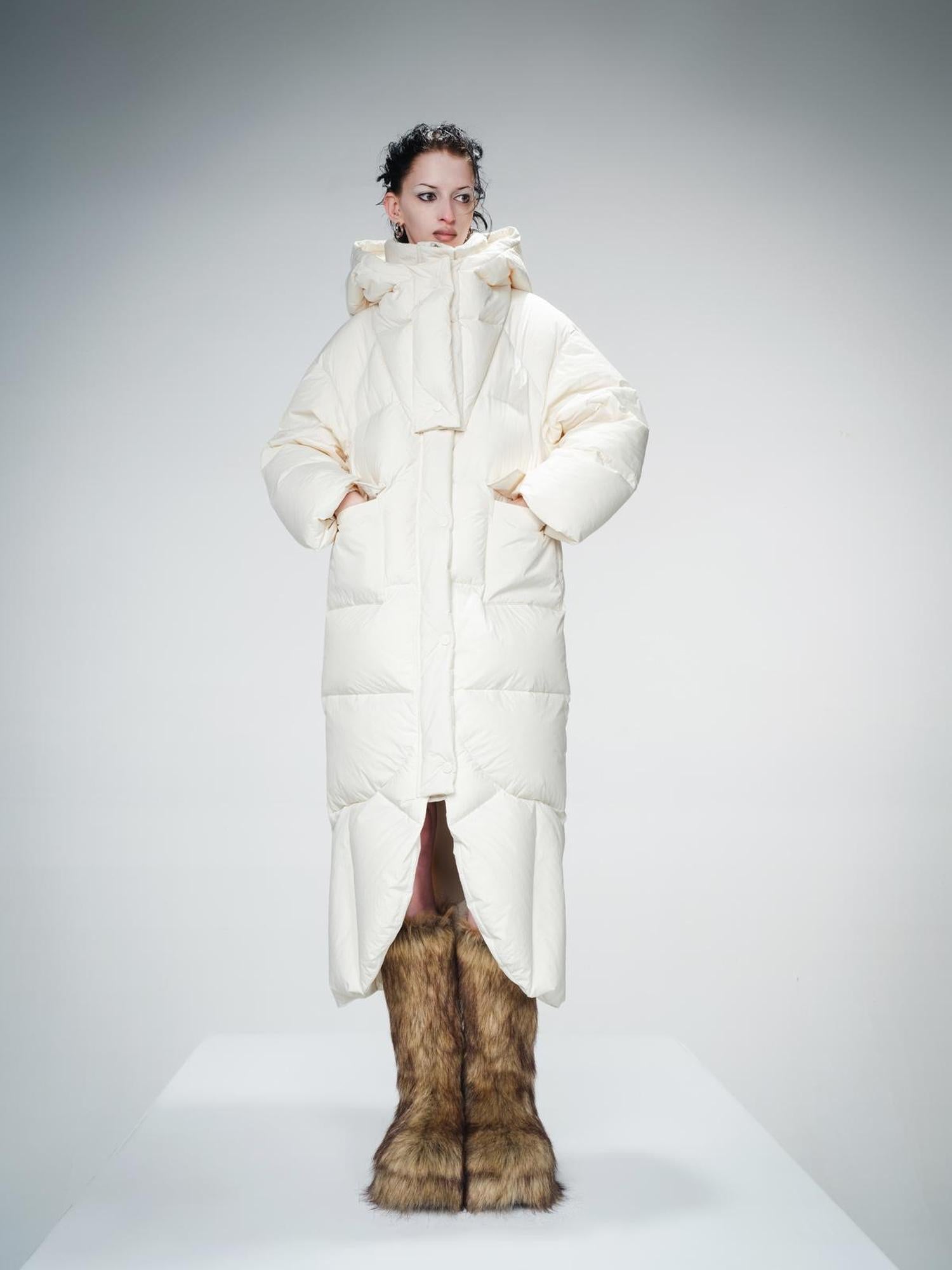 UpdateNN NORTH NODE Long Hooded Down Coat With 90 % White Duck Feather Lightweight