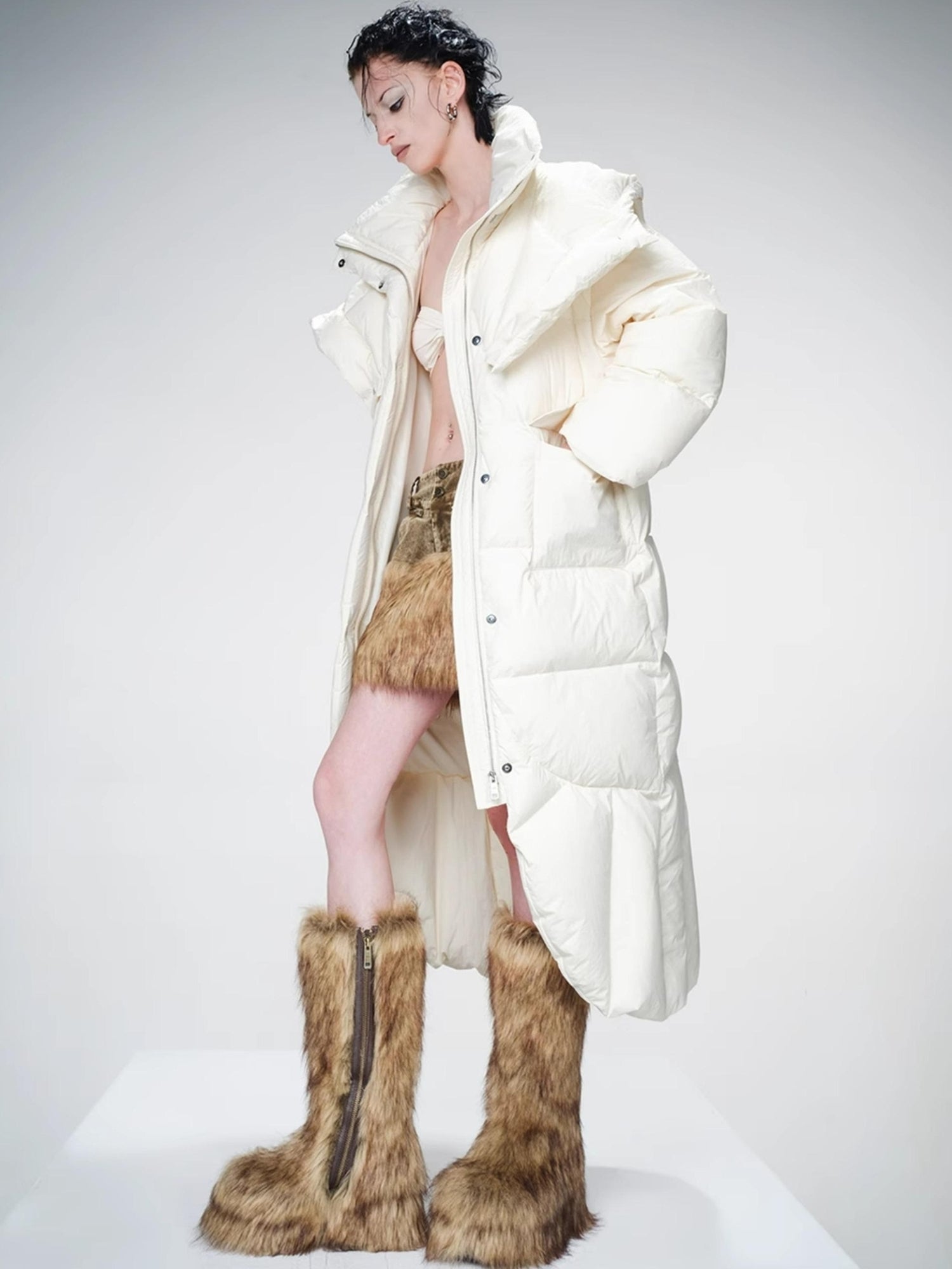UpdateNN NORTH NODE Long Hooded Down Coat With 90 % White Duck Feather Lightweight