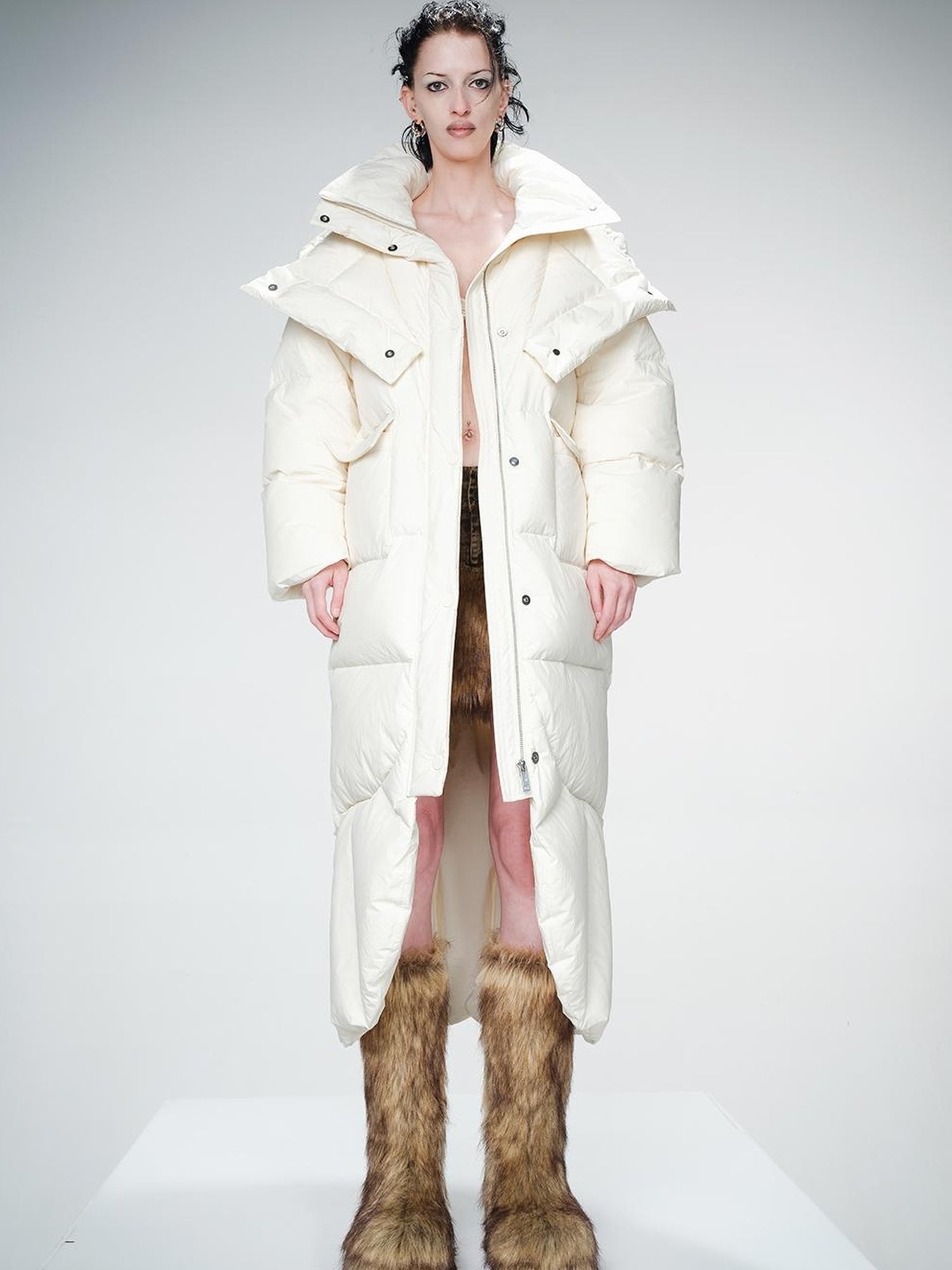 UpdateNN NORTH NODE Long Hooded Down Coat With 90 % White Duck Feather Lightweight