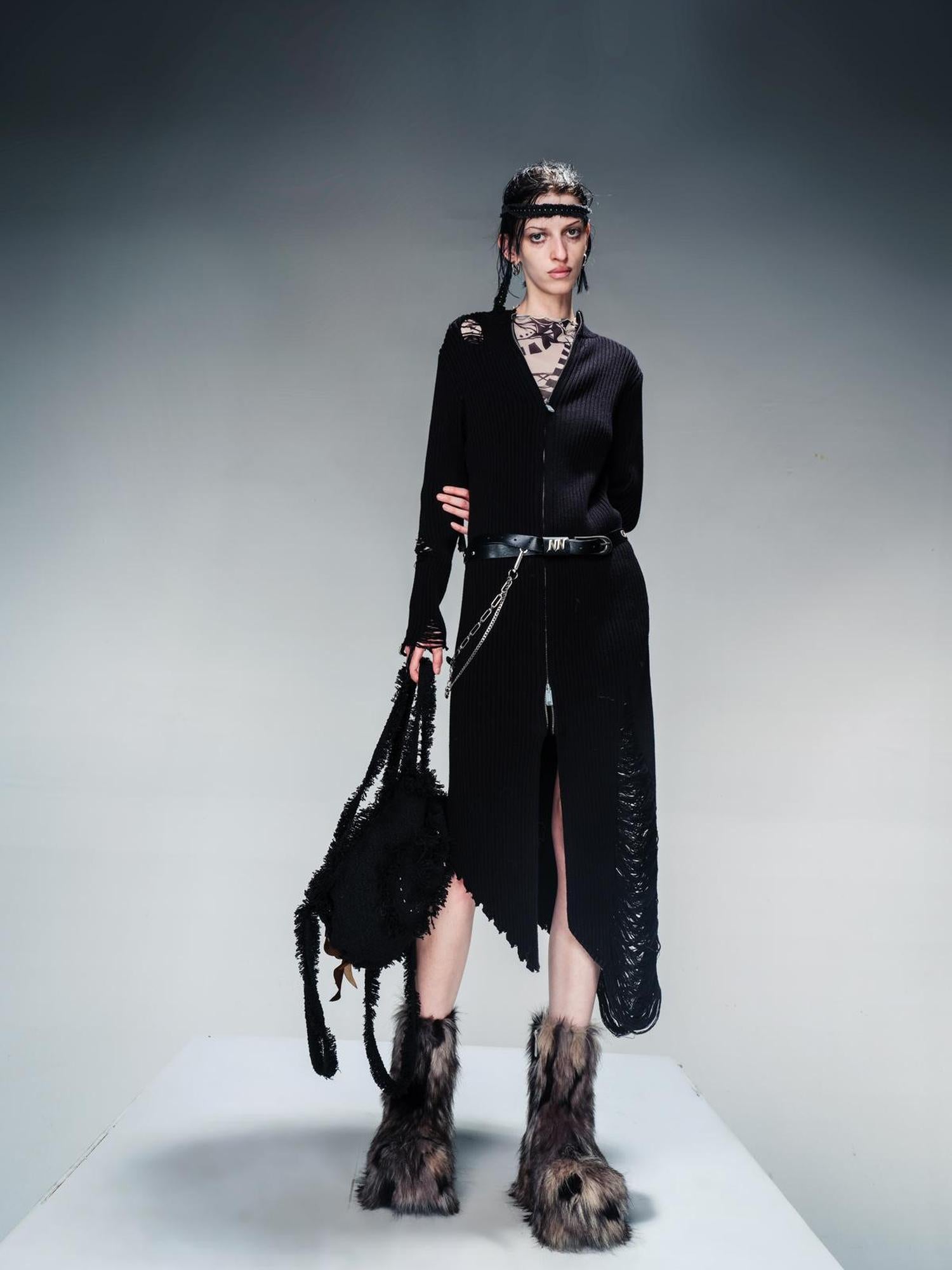NN NORTH NODE Long Knit Dress And Cardigan Two Way Wear