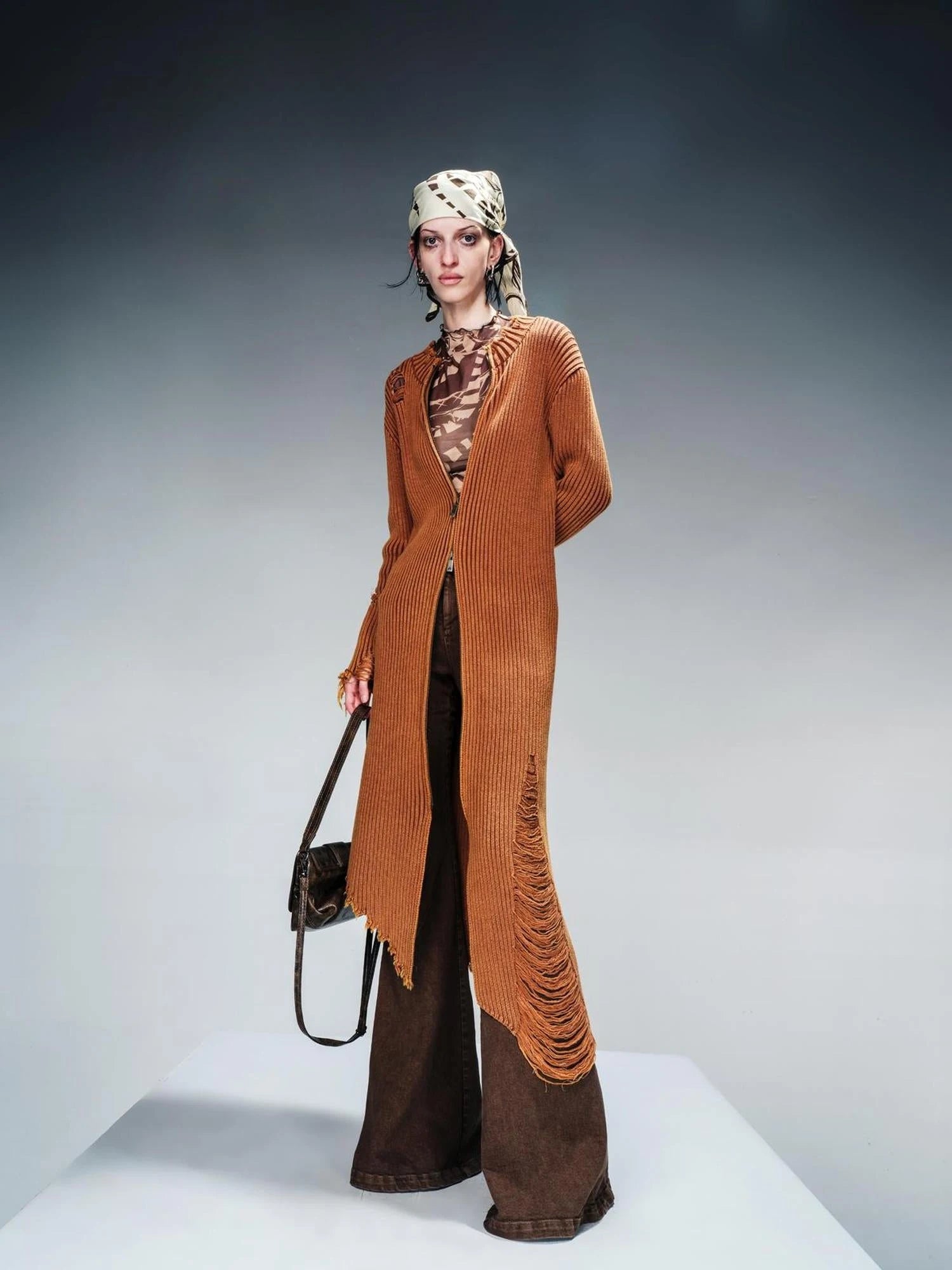 Long Knit Dress And Cardigan Two Way Wear