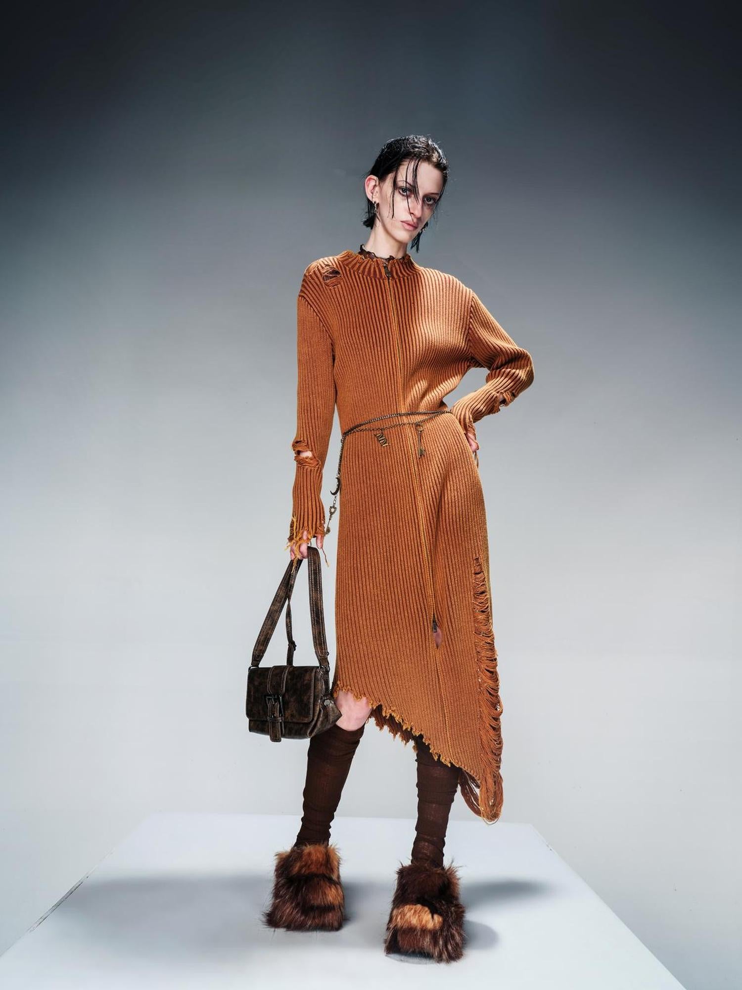 NN NORTH NODE Long Knit Dress And Cardigan Two Way Wear