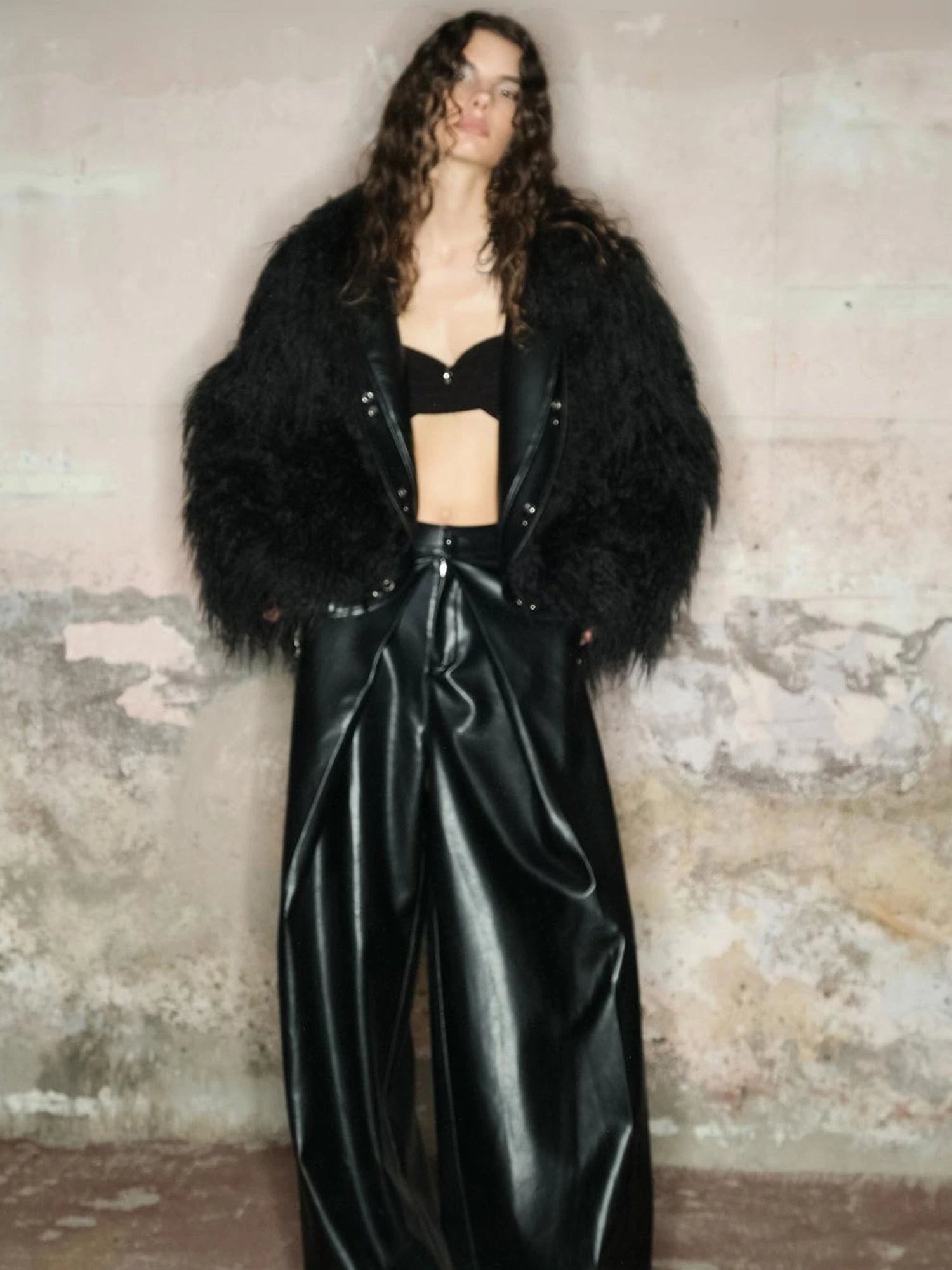 Long Plush Insulated Coat With Astral Motifs