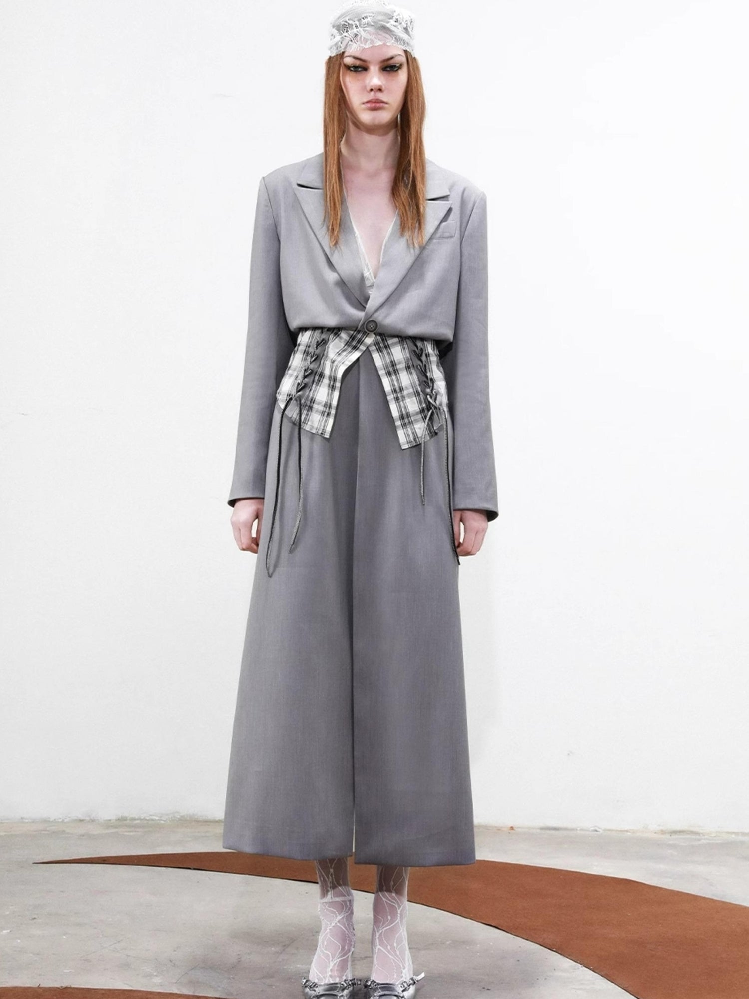 UpdateNN NORTH NODE Long Trench Coat With Detachable Grid Waist Sash