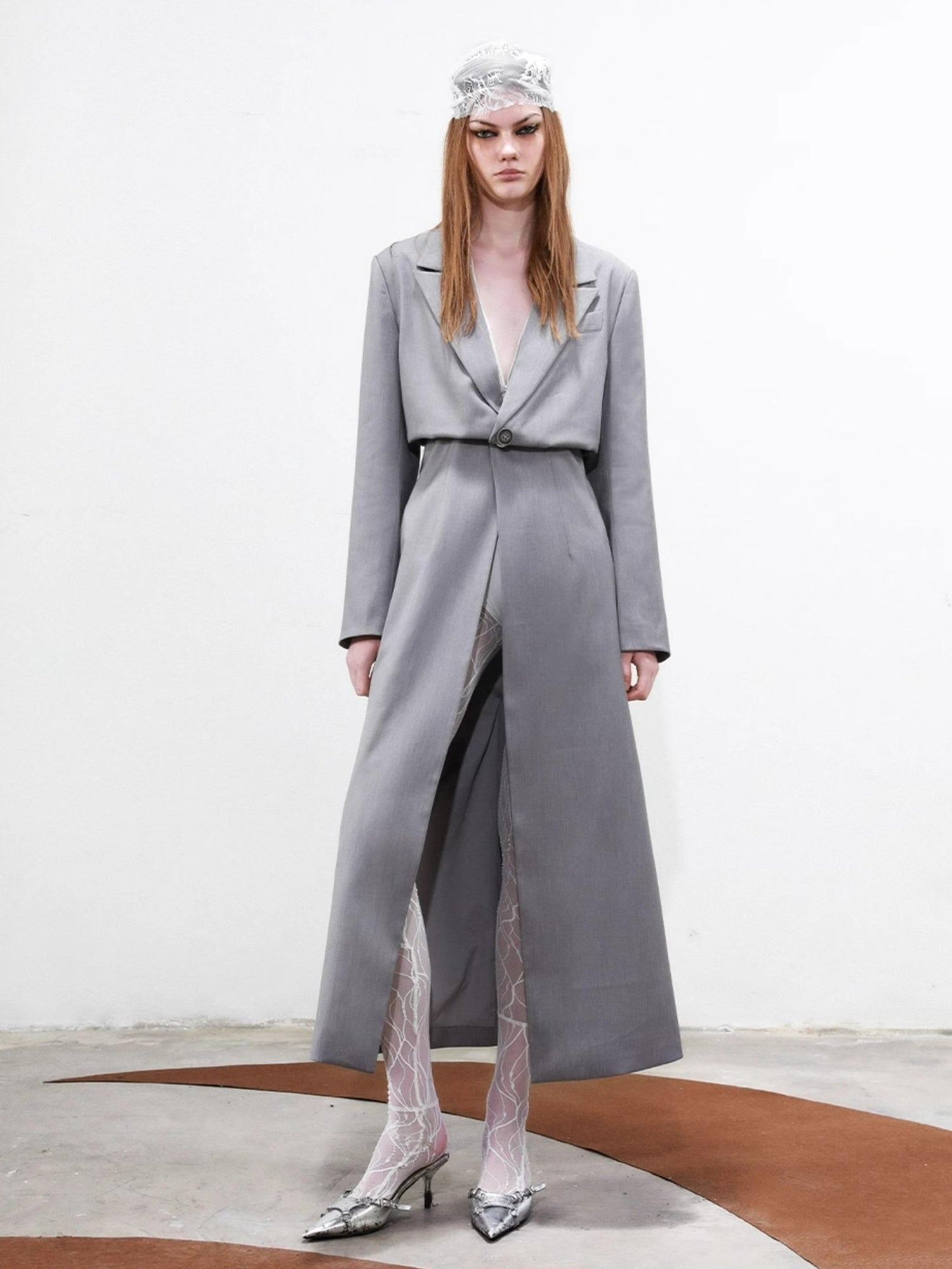 UpdateNN NORTH NODE Long Trench Coat With Detachable Grid Waist Sash