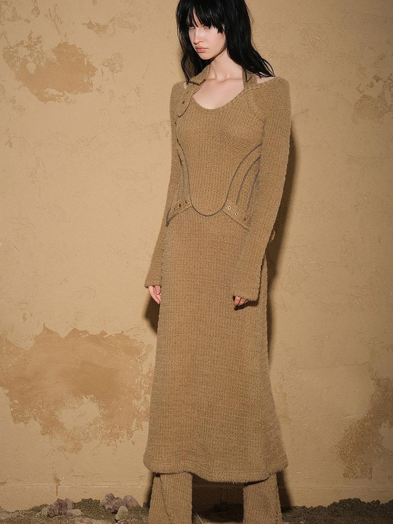 NN NORTH NODE Lost Oasis Waffle Knit Sweater Dress