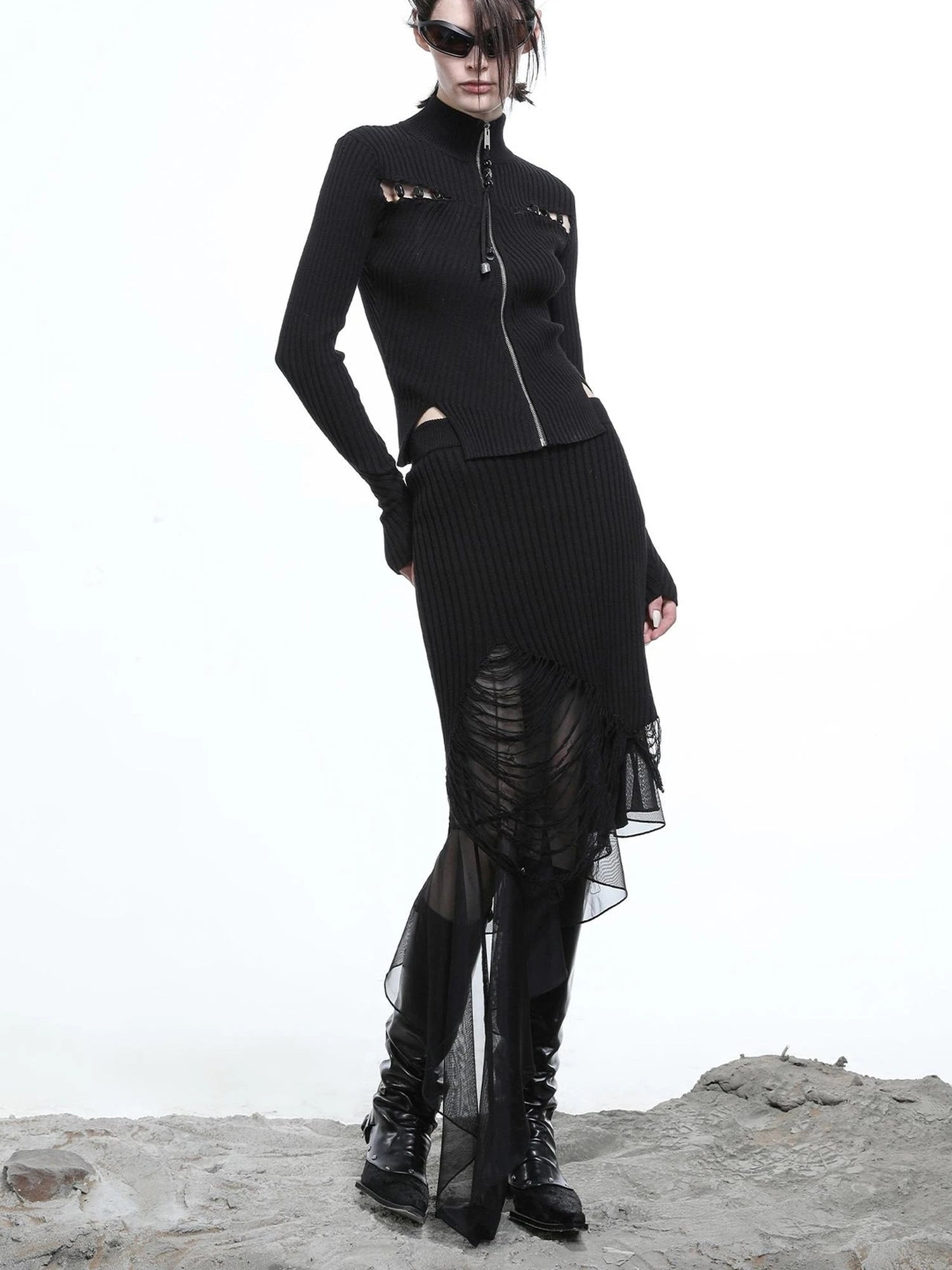 Lunar Node Beaded Lace Knit Cropped Cardigan