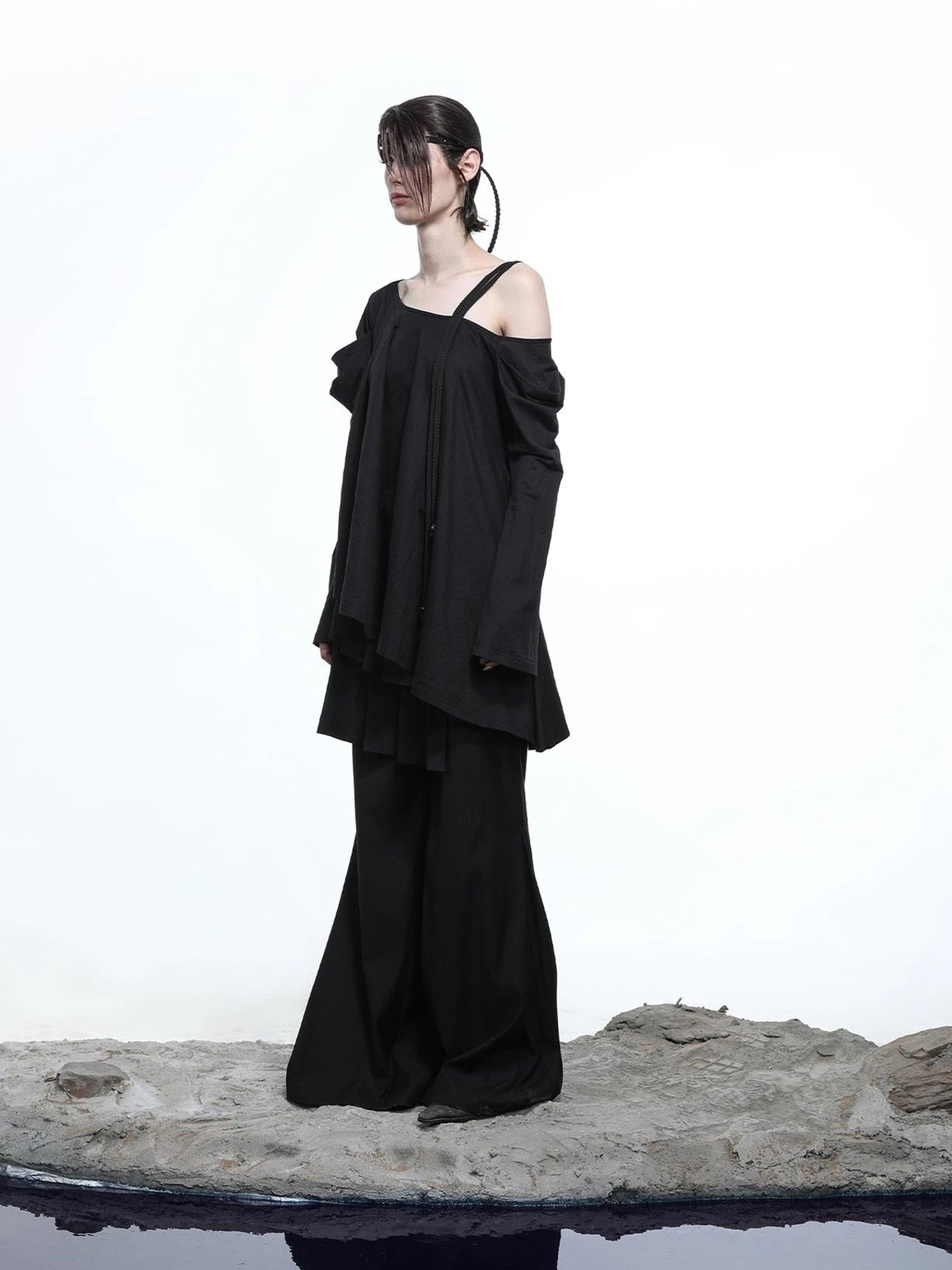 Lunar Shoulder Draped Knit Tunic