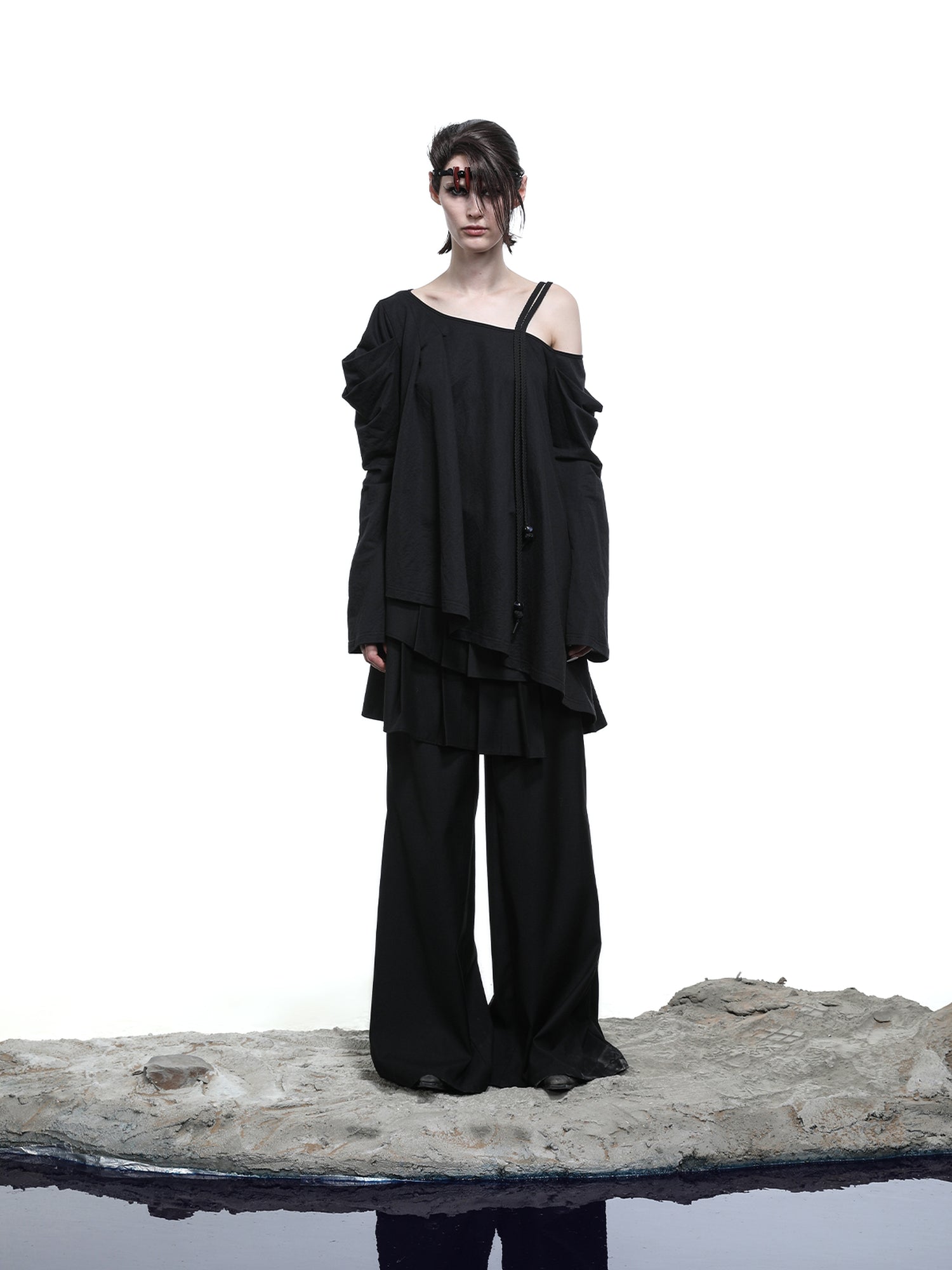 NN NORTH NODE Lunar Shoulder Draped Knit Tunic