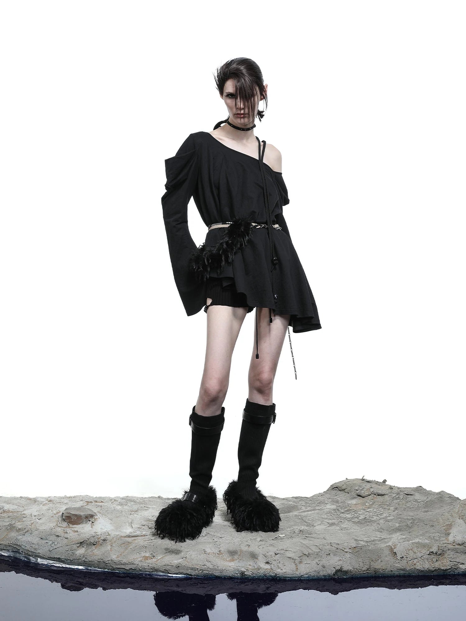 Lunar Shoulder Draped Knit Tunic
