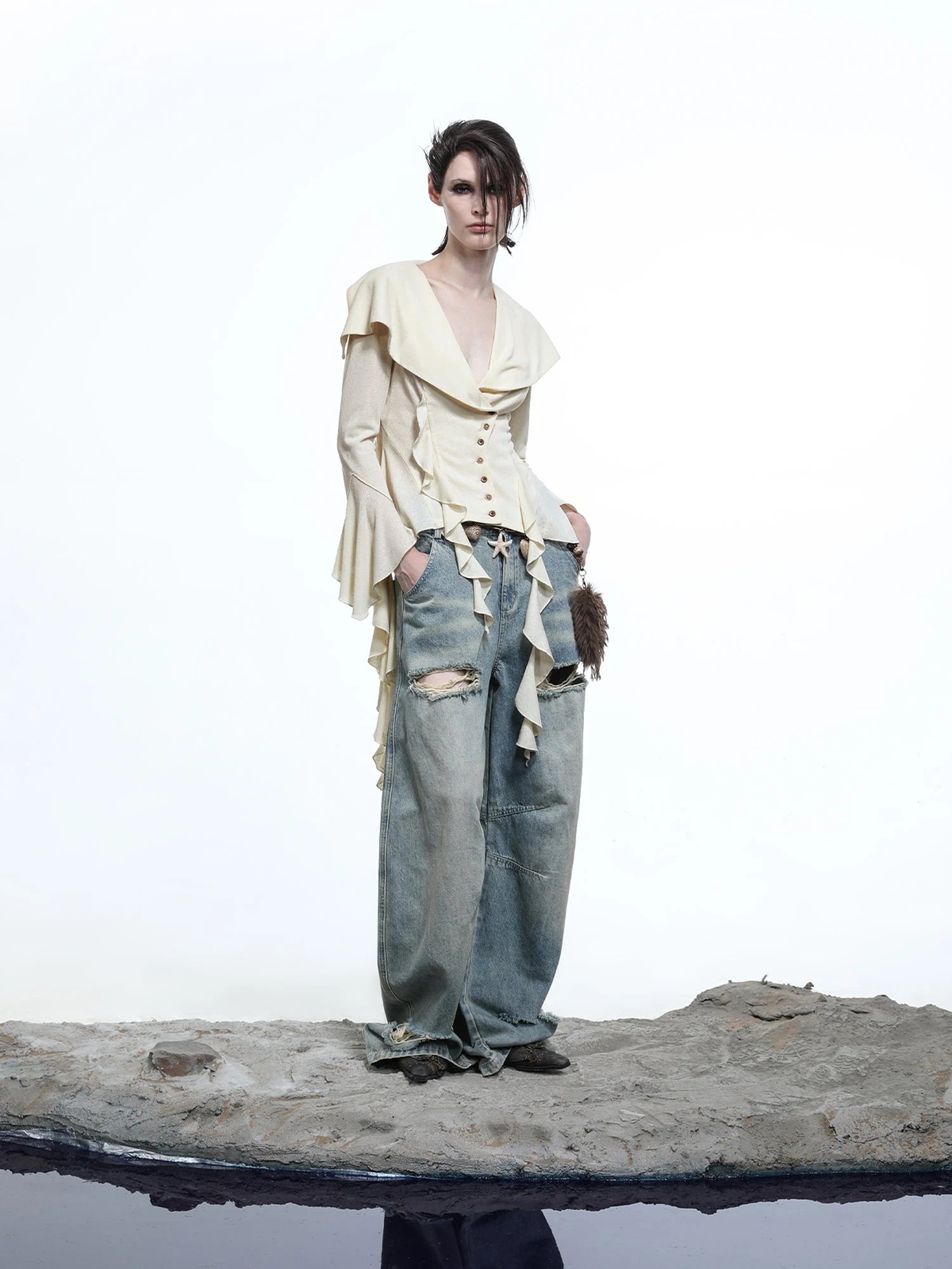 Lycocell Asymmetrical Hem Knit Cardigan