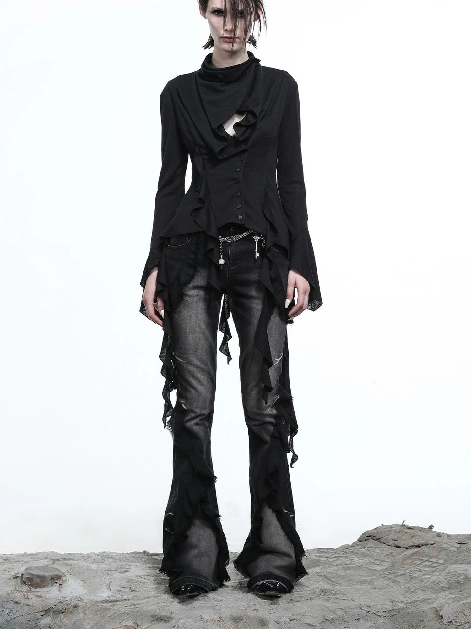 Lycocell Asymmetrical Hem Knit Cardigan