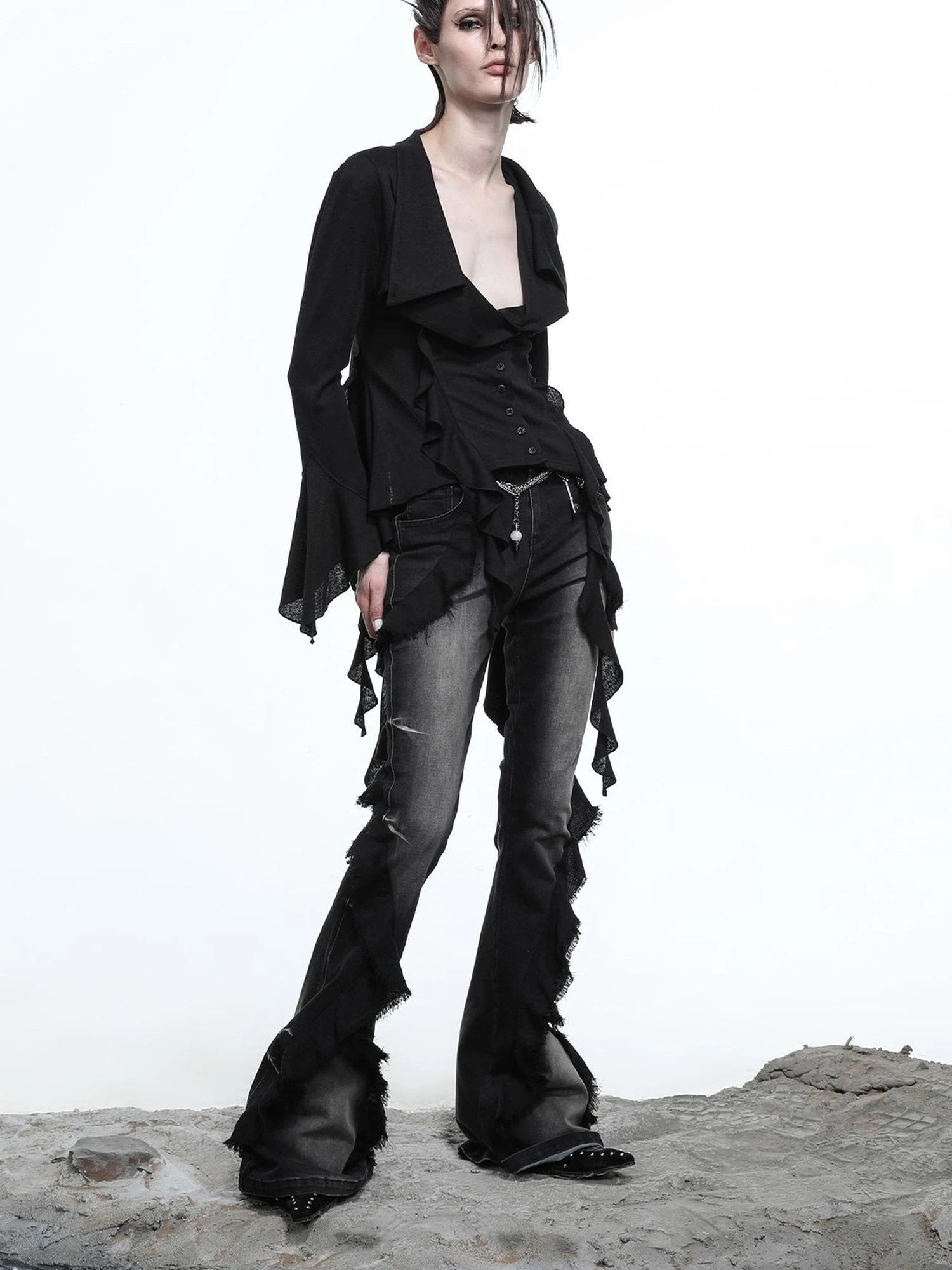 Lycocell Asymmetrical Hem Knit Cardigan