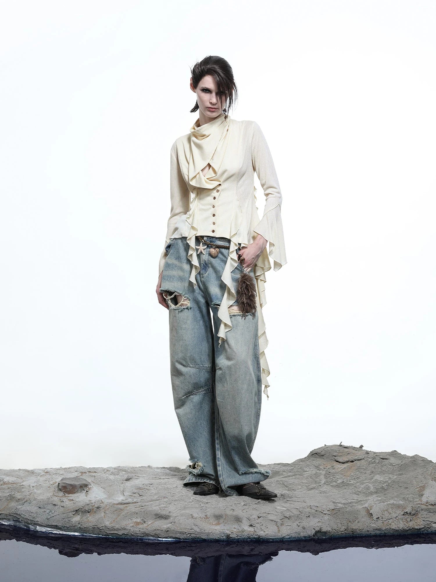 Lycocell Asymmetrical Hem Knit Cardigan