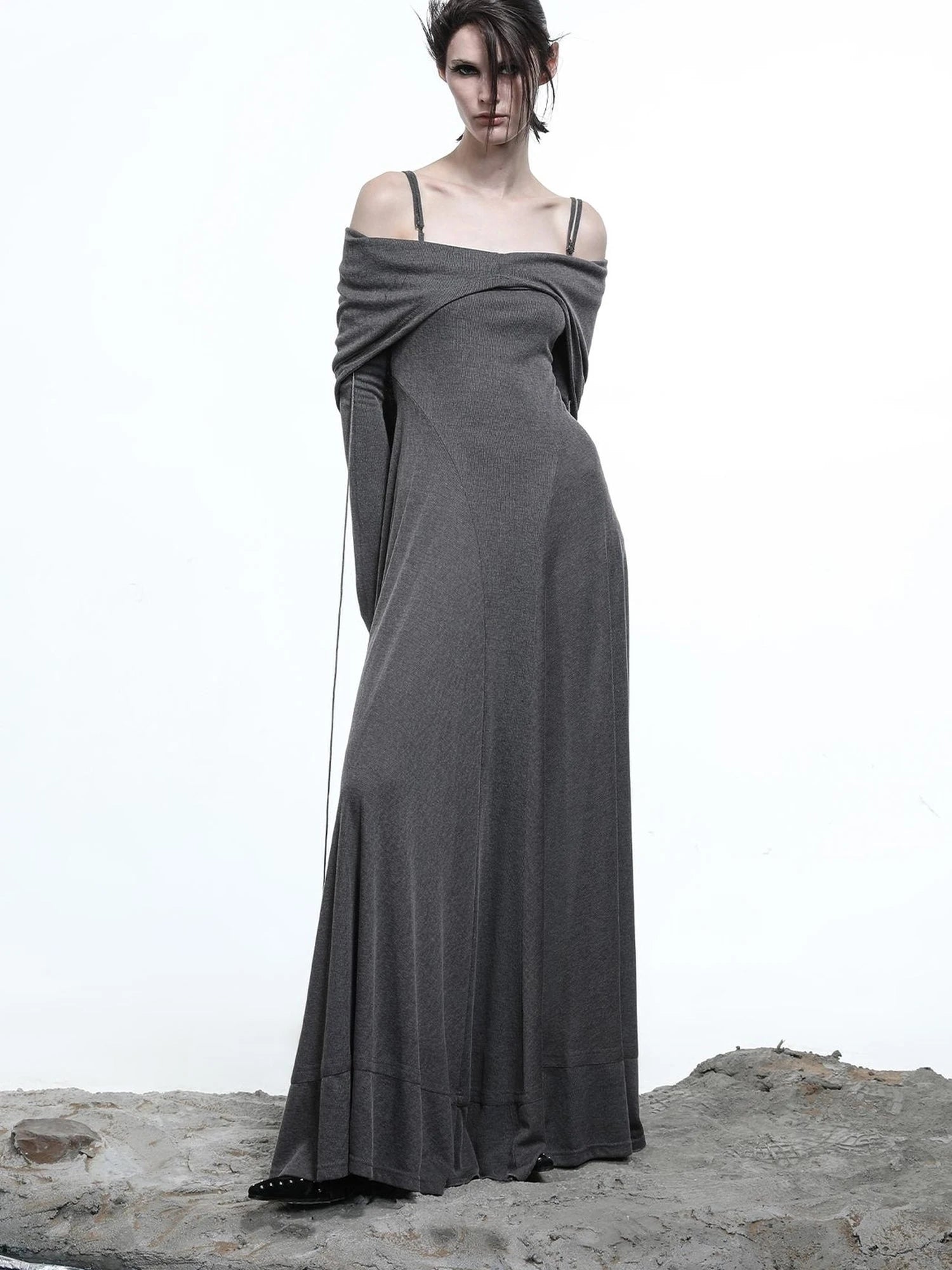 Lyocell Hooded Maxi Dress with Convertible Styles