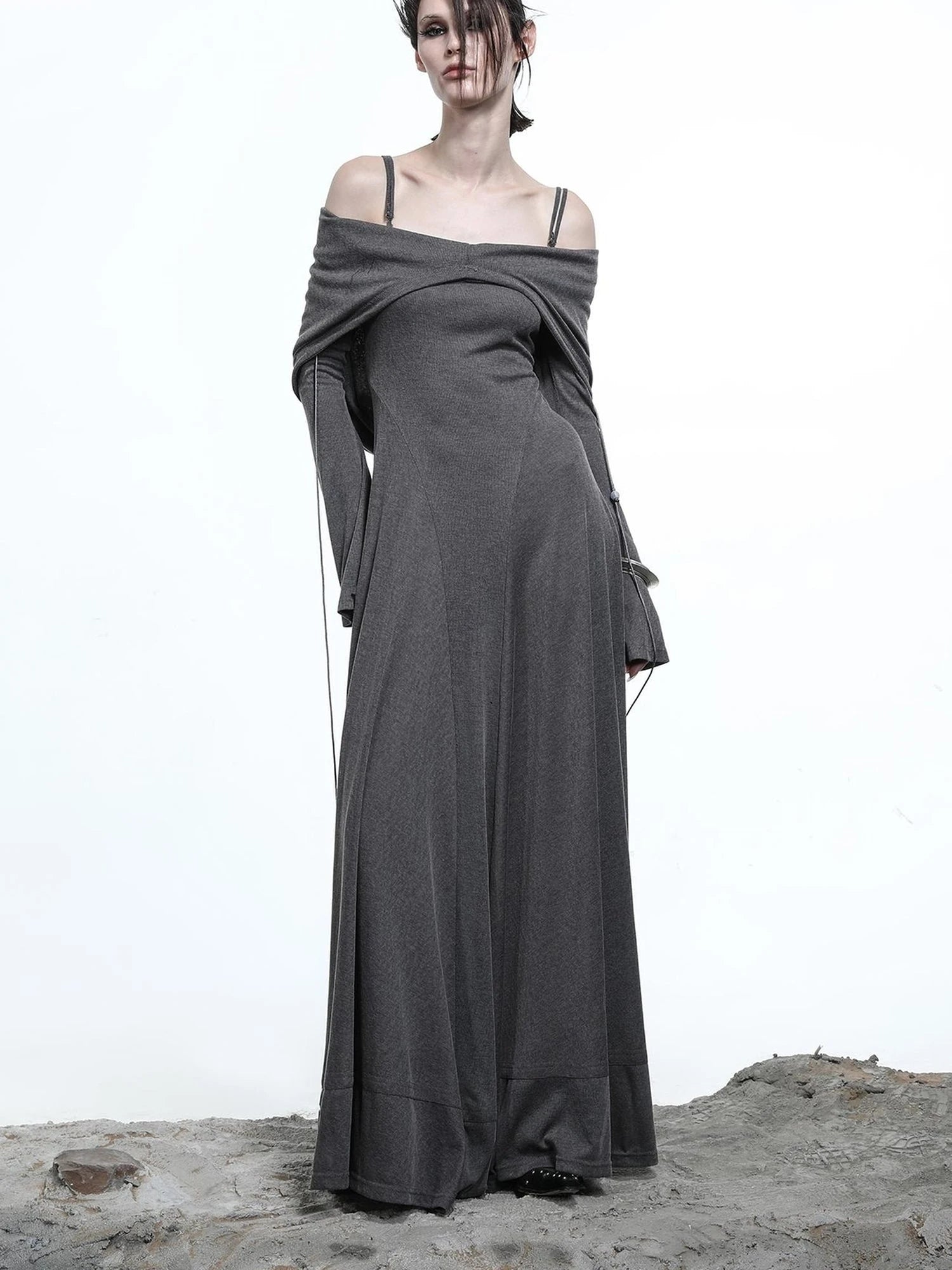 Lyocell Hooded Maxi Dress with Convertible Styles