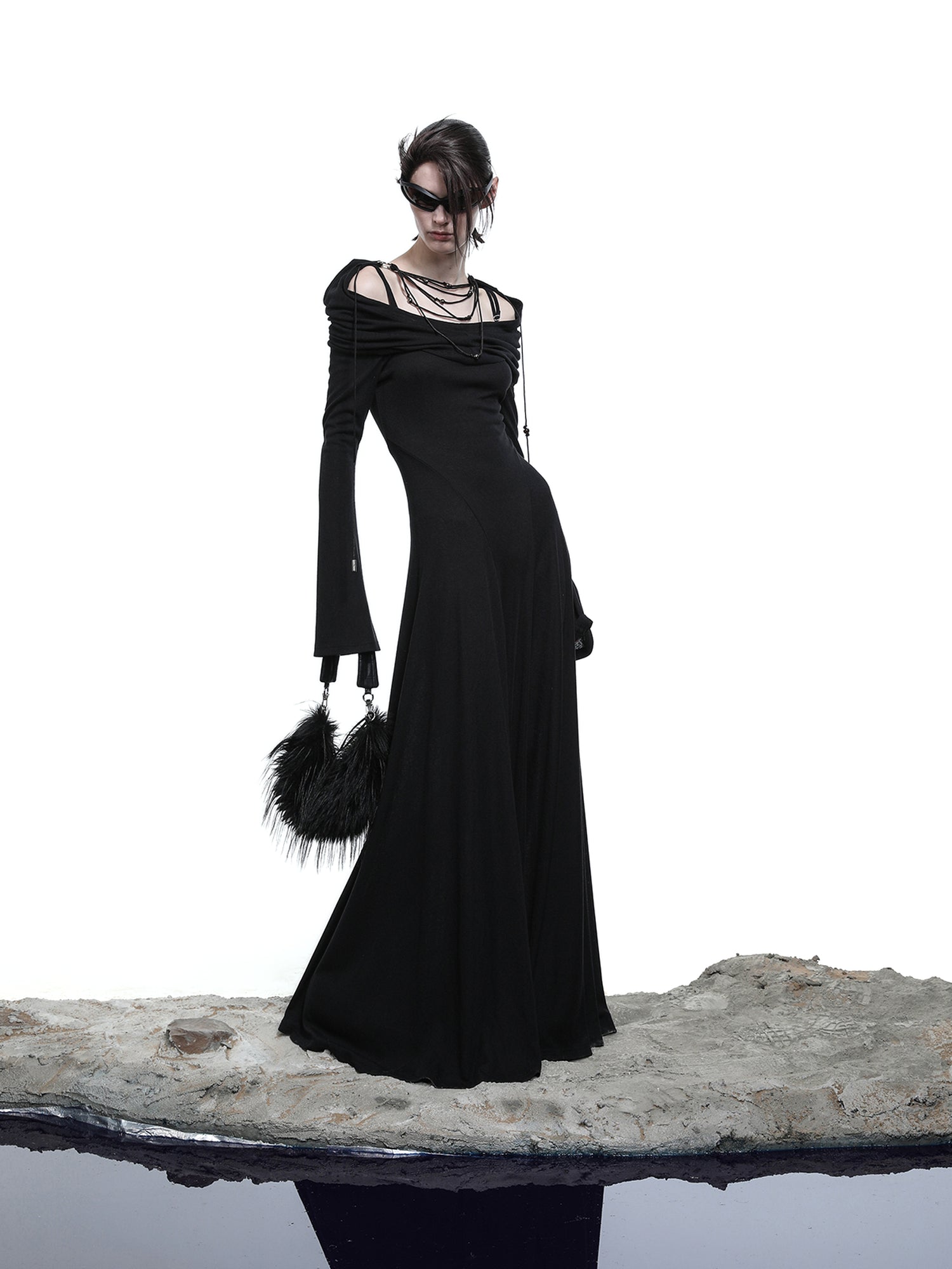 NN NORTH NODE Lyocell Hooded Maxi Dress with Convertible Styles