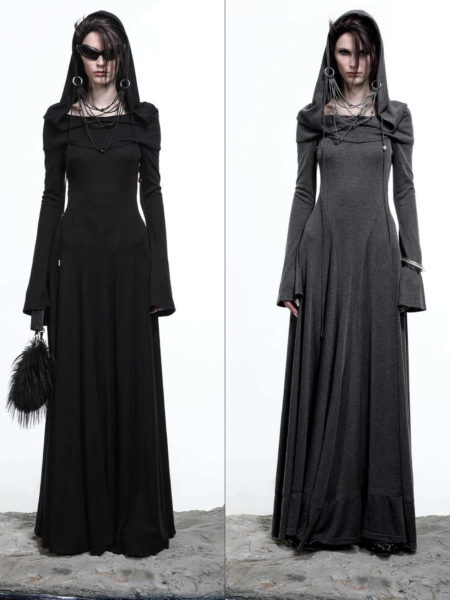 NN NORTH NODE Lyocell Hooded Maxi Dress with Convertible Styles
