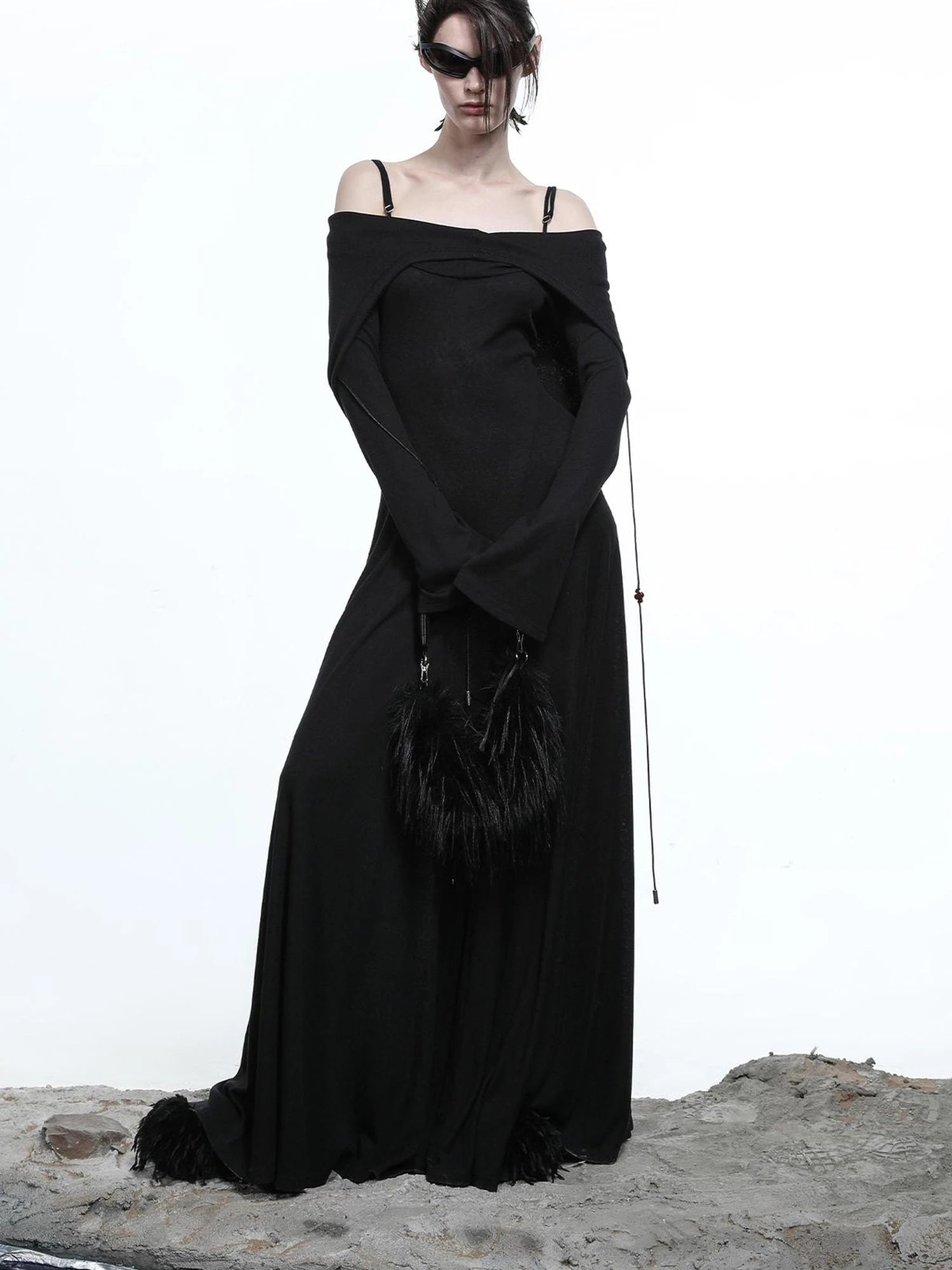 Lyocell Hooded Maxi Dress with Convertible Styles