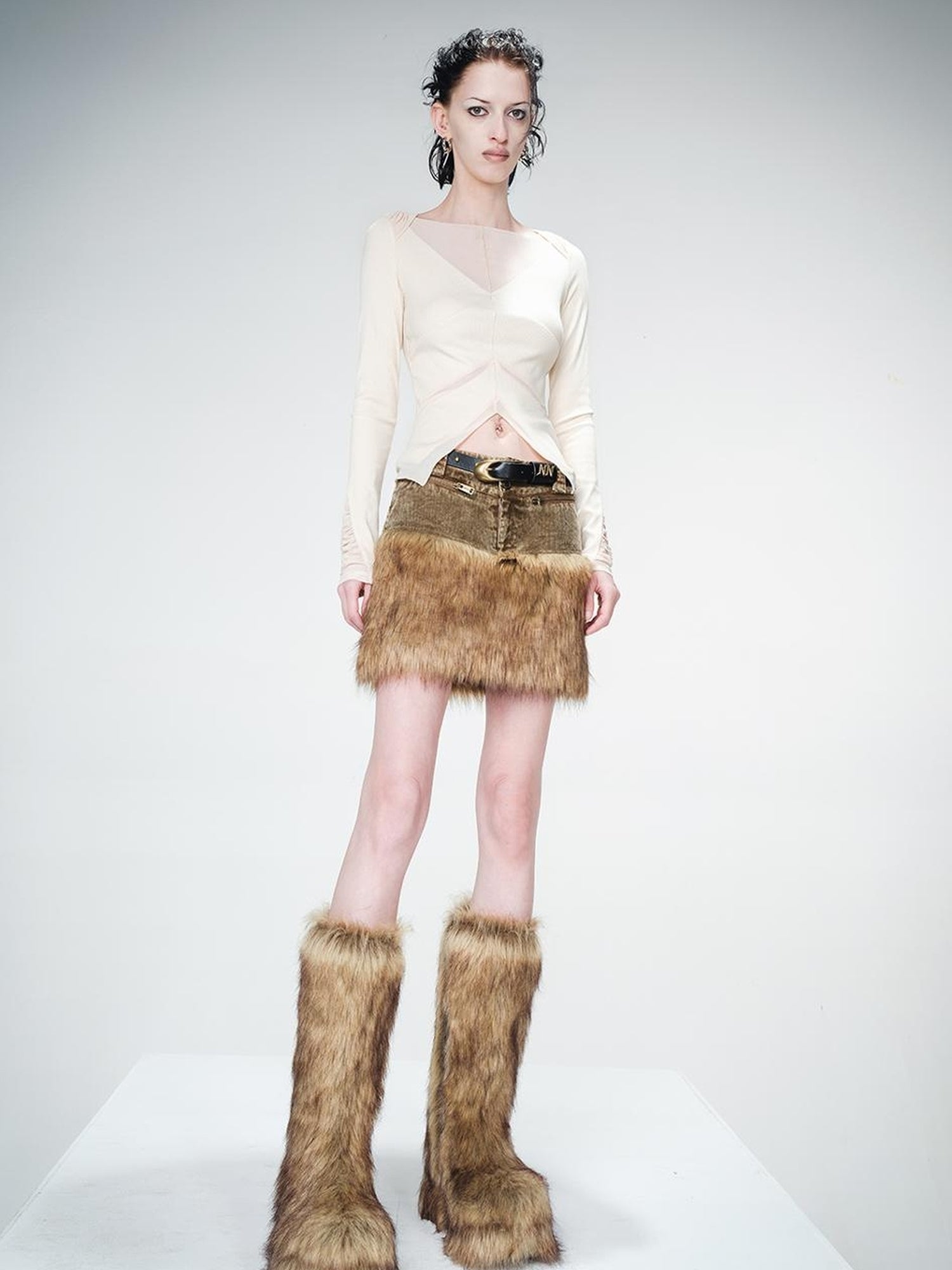 UpdateNN NORTH NODE Mesh Panel Knit Top With Color Block Design