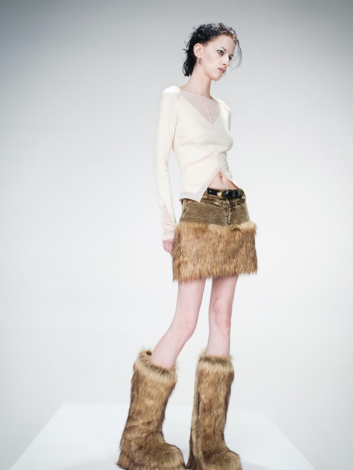 UpdateNN NORTH NODE Mesh Panel Knit Top With Color Block Design
