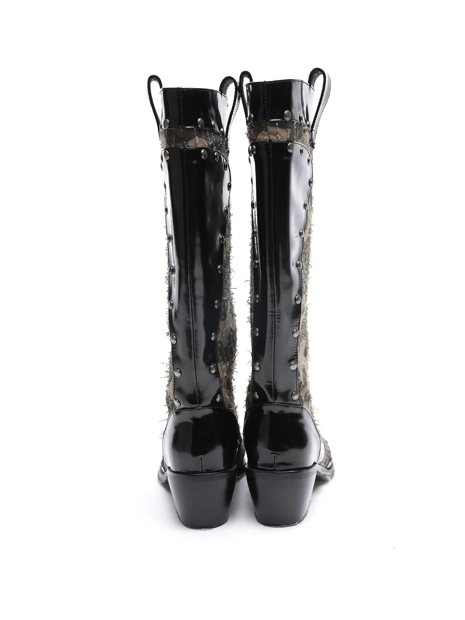 Mid Calf Camo Rivet Combat Boots