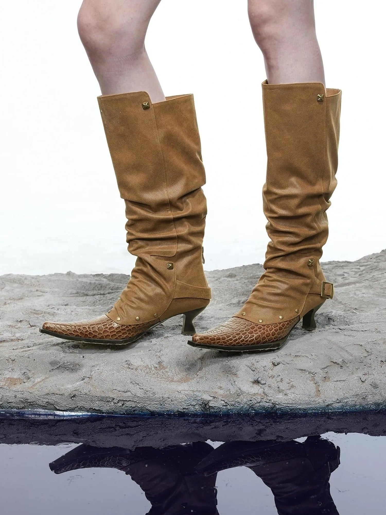 Moon Priestess Stacked Heel Boots