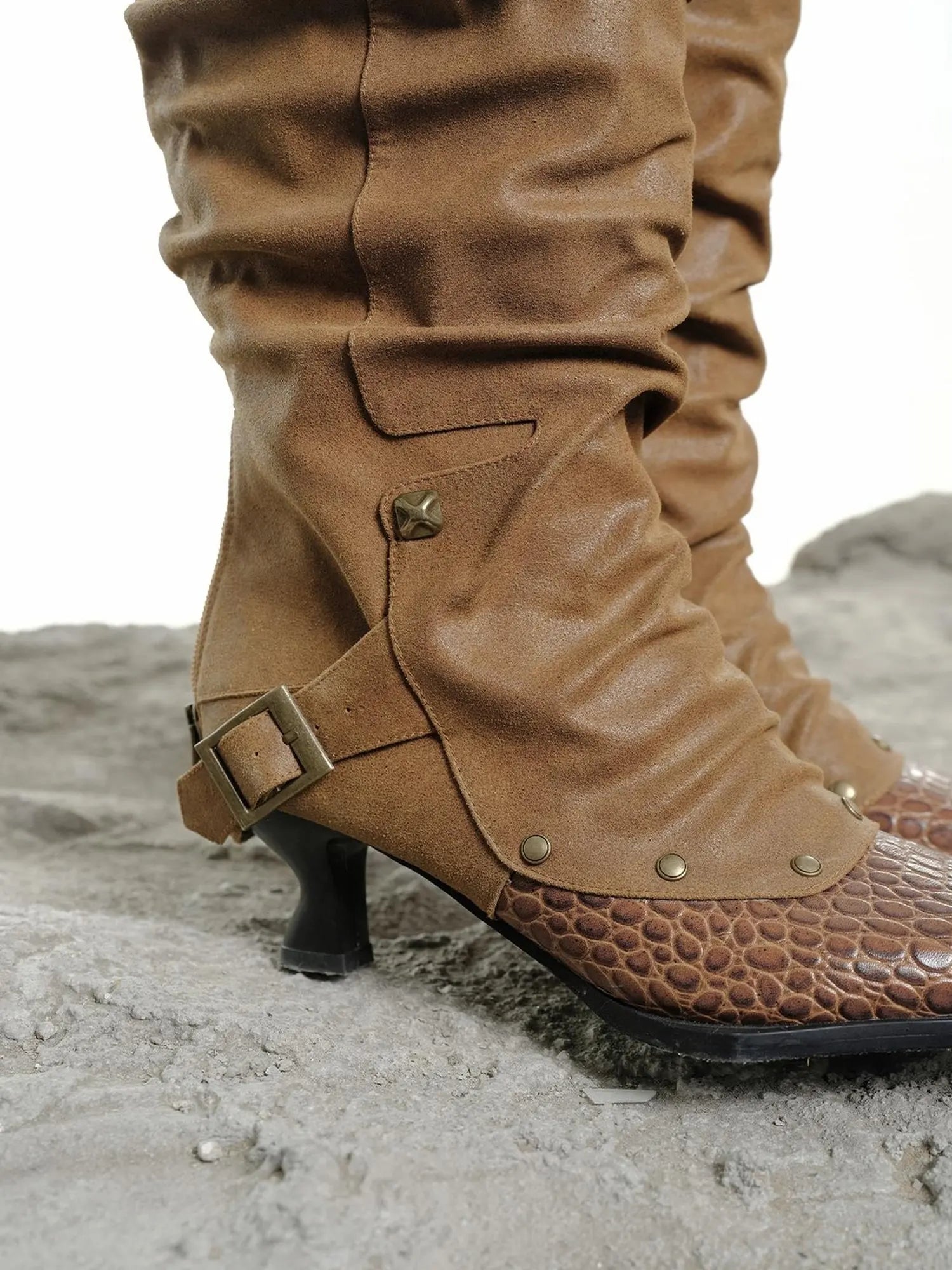 Moon Priestess Stacked Heel Boots