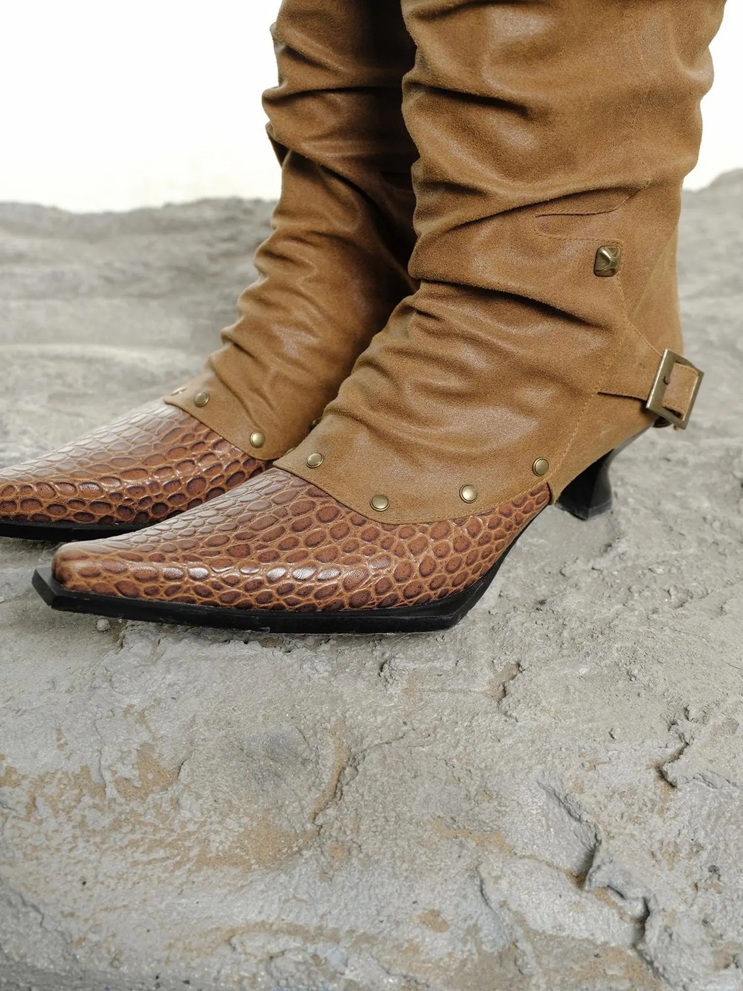 Moon Priestess Stacked Heel Boots