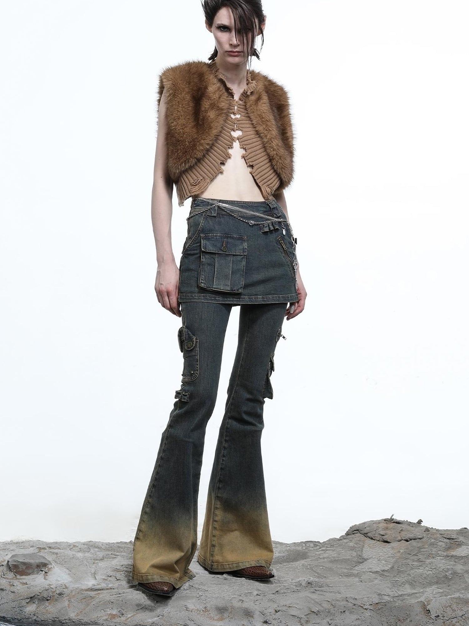 NN NORTH NODE Moon Priestess Washed Denim Culottes