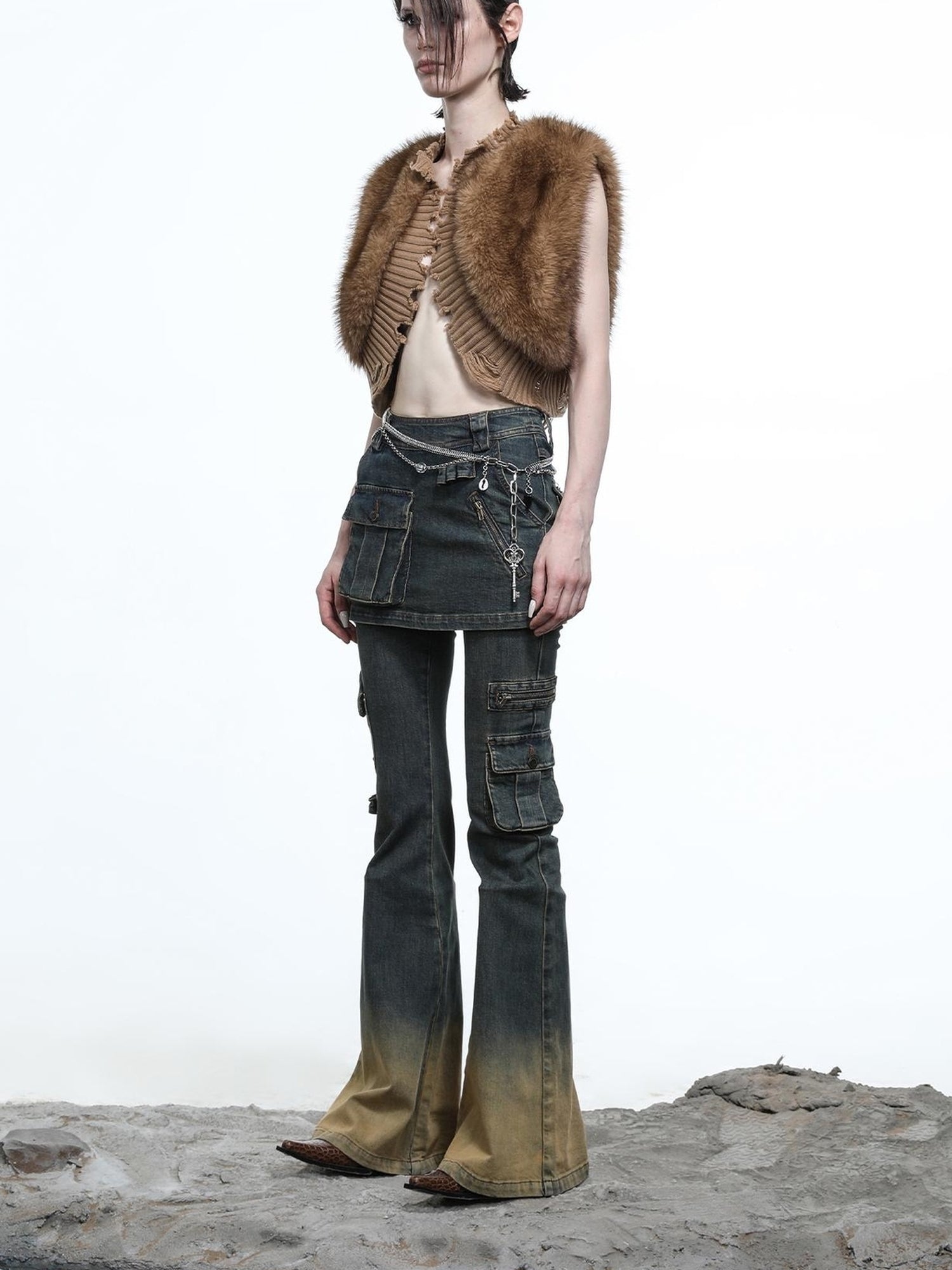 NN NORTH NODE Moon Priestess Washed Denim Culottes