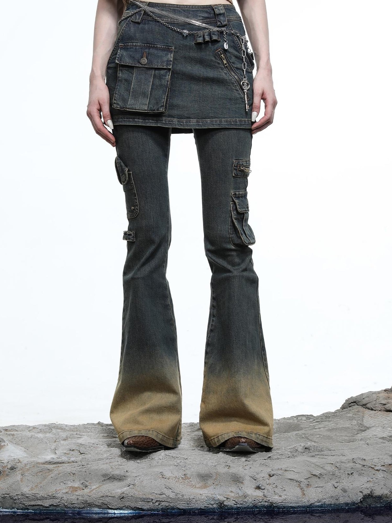 NN NORTH NODE Moon Priestess Washed Denim Culottes