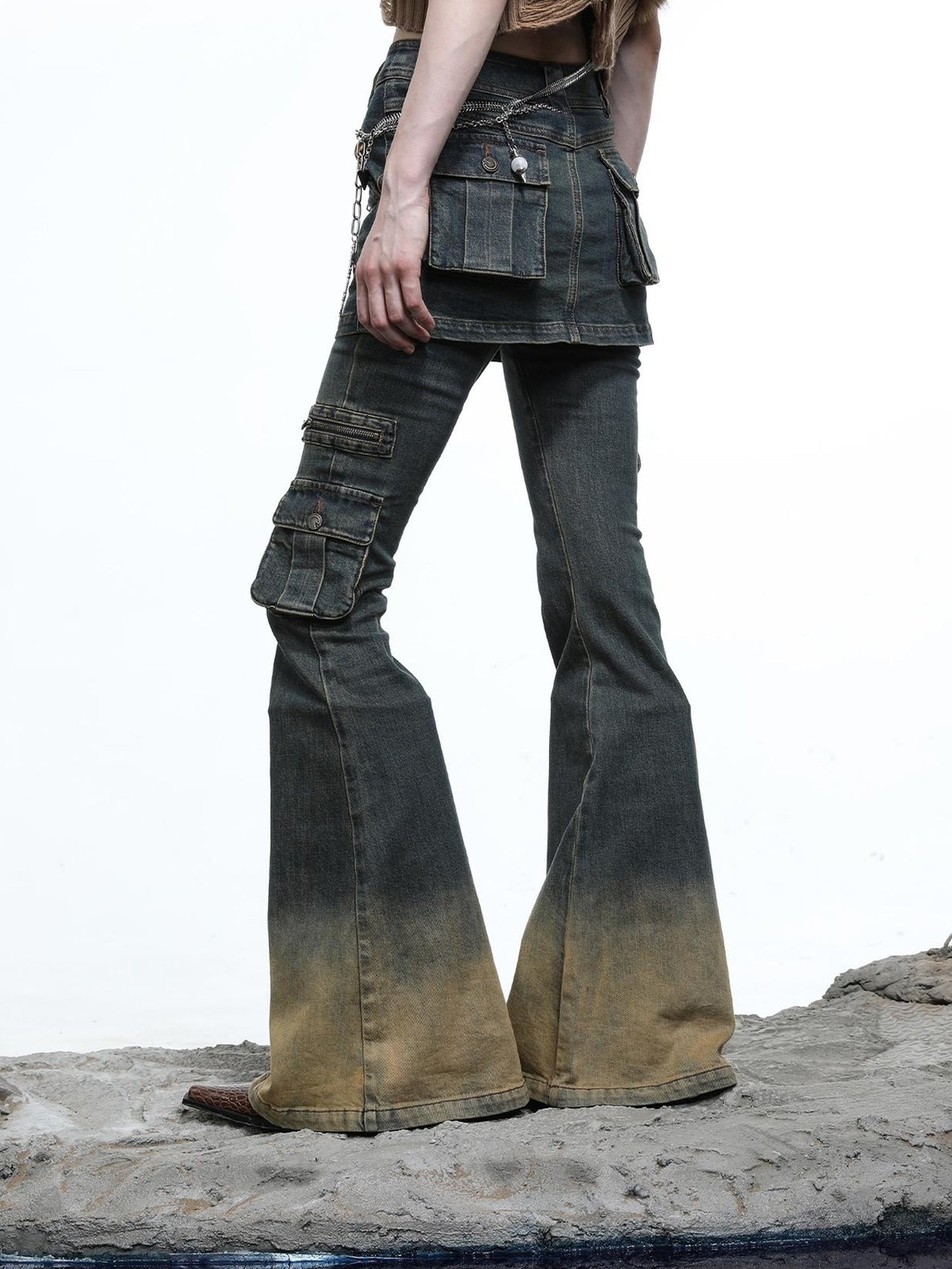 NN NORTH NODE Moon Priestess Washed Denim Culottes