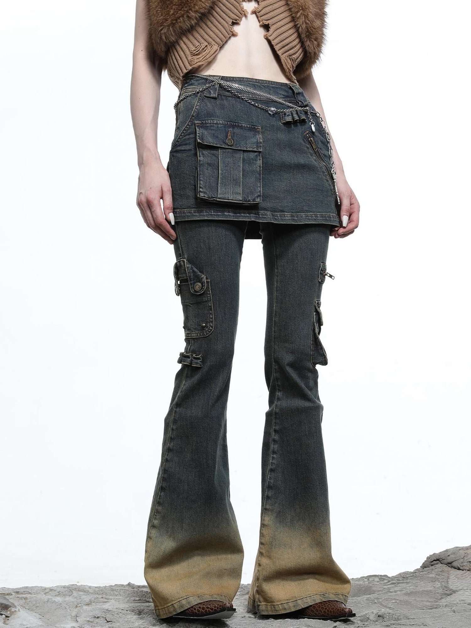NN NORTH NODE Moon Priestess Washed Denim Culottes