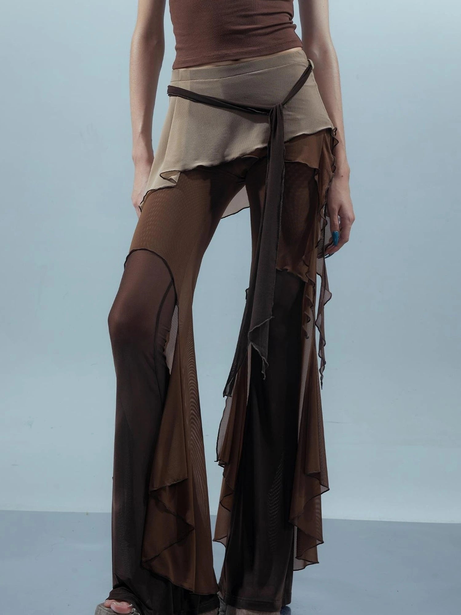Multi Layer Mesh Gradient Wide Leg Pants
