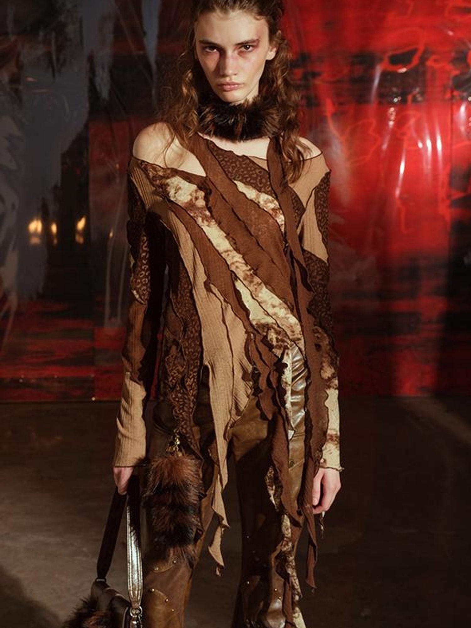 UpdateNN NORTH NODE Multi Textured Patchwork Wasteland Top
