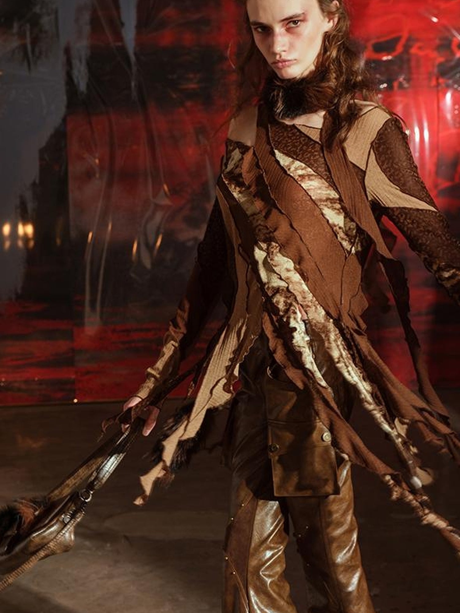 UpdateNN NORTH NODE Multi Textured Patchwork Wasteland Top