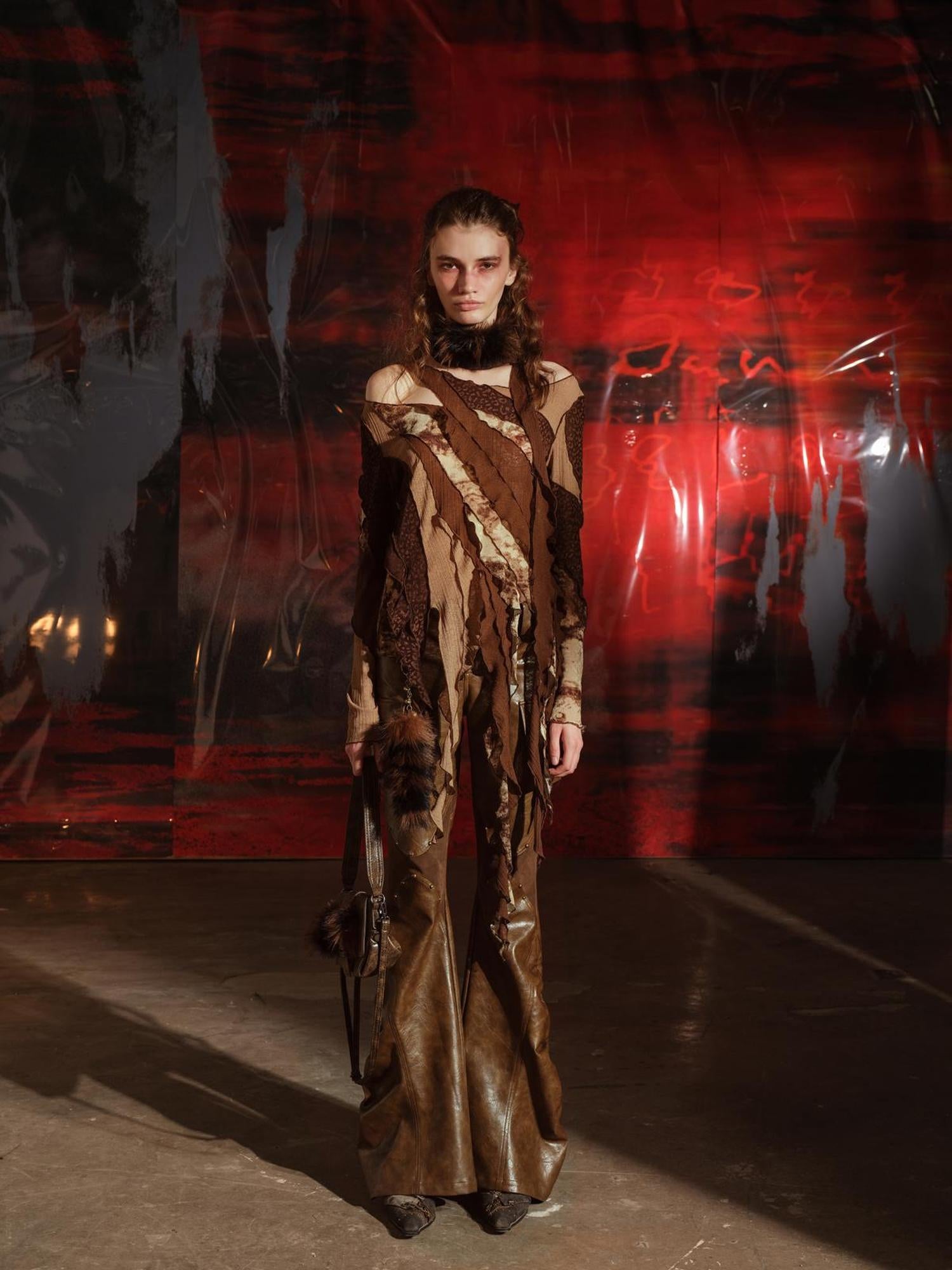 UpdateNN NORTH NODE Multi Textured Patchwork Wasteland Top