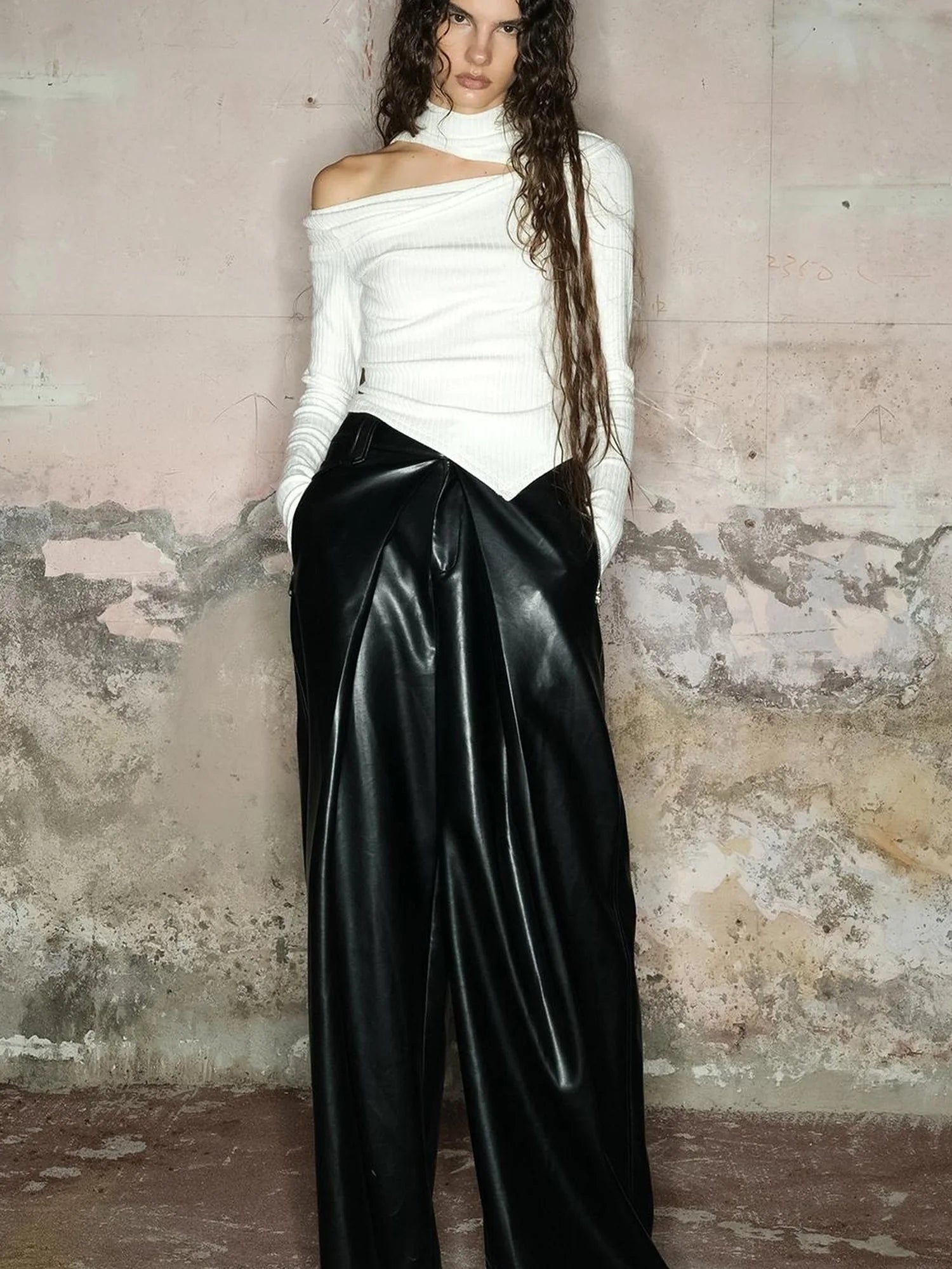 Off Shoulder Ribbed Knit Top