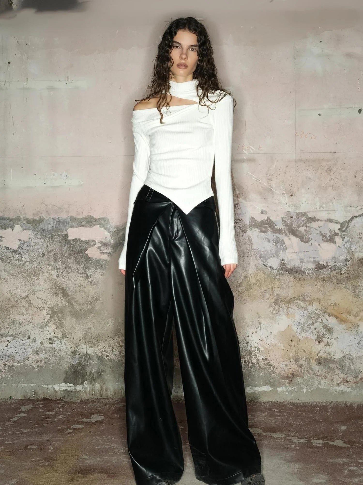 Off Shoulder Ribbed Knit Top