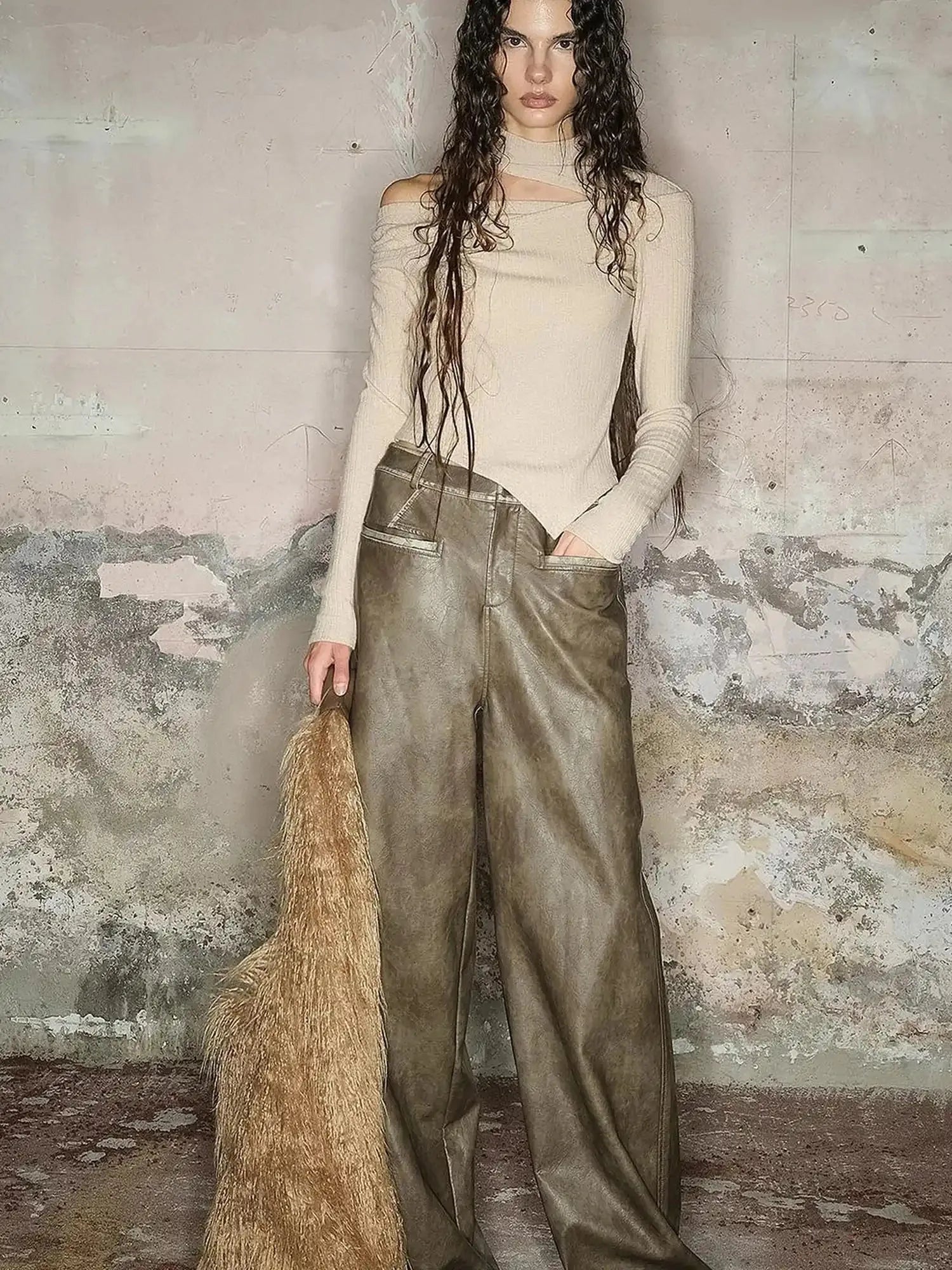 Off Shoulder Ribbed Knit Top