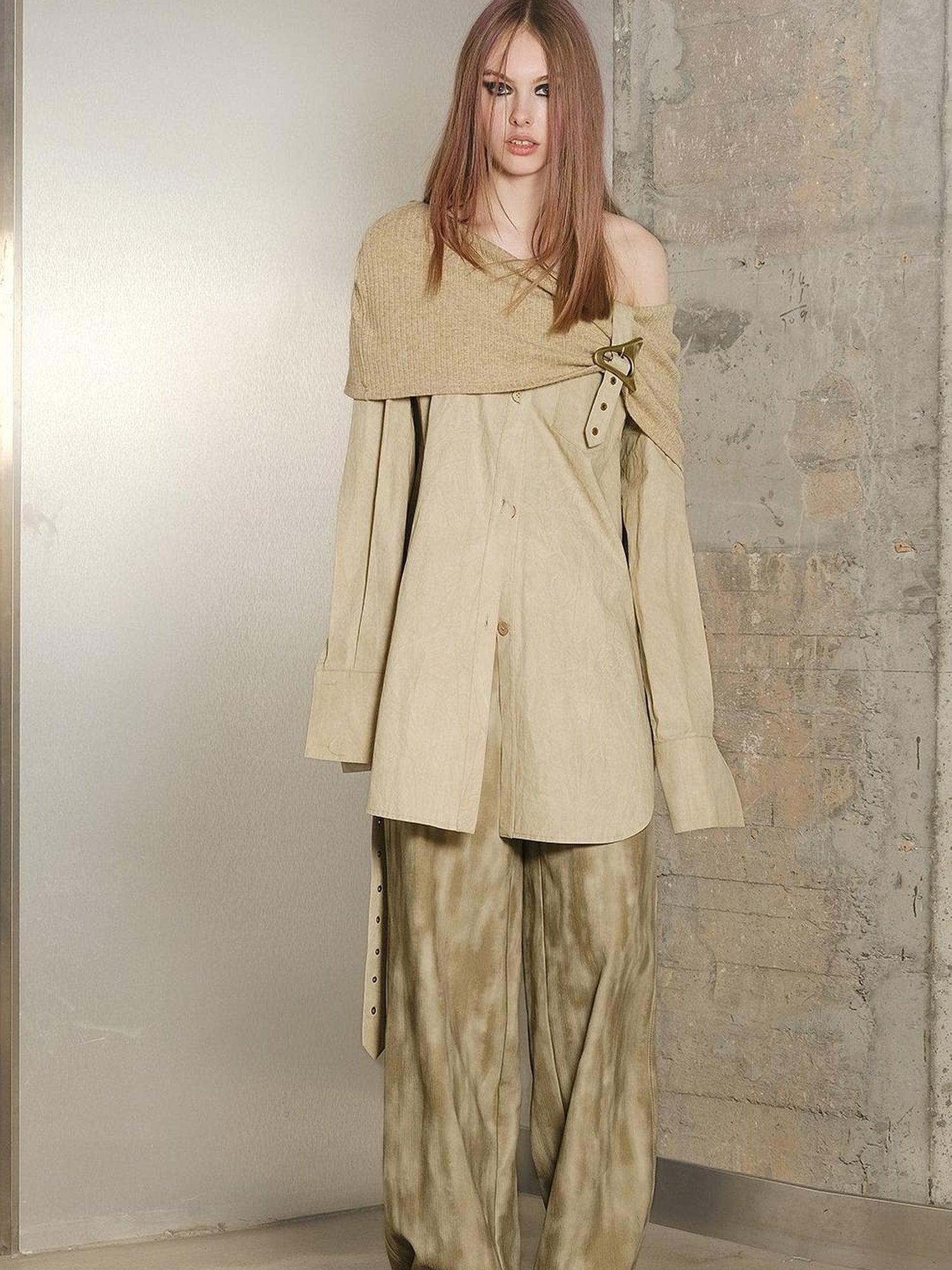 UpdateNN NORTH NODE Off Shoulder Shirt With Detachable Belt