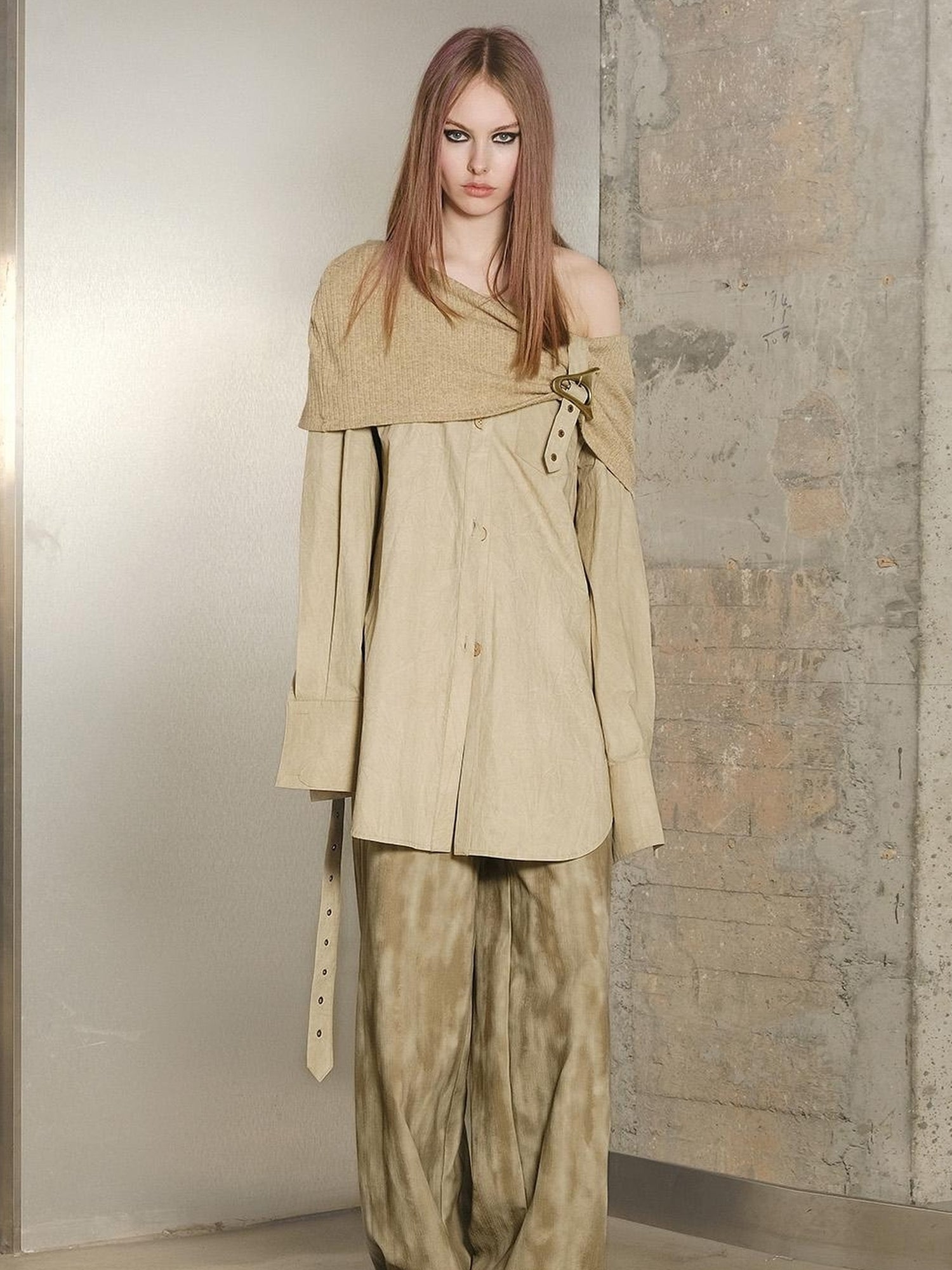 UpdateNN NORTH NODE Off Shoulder Shirt With Detachable Belt